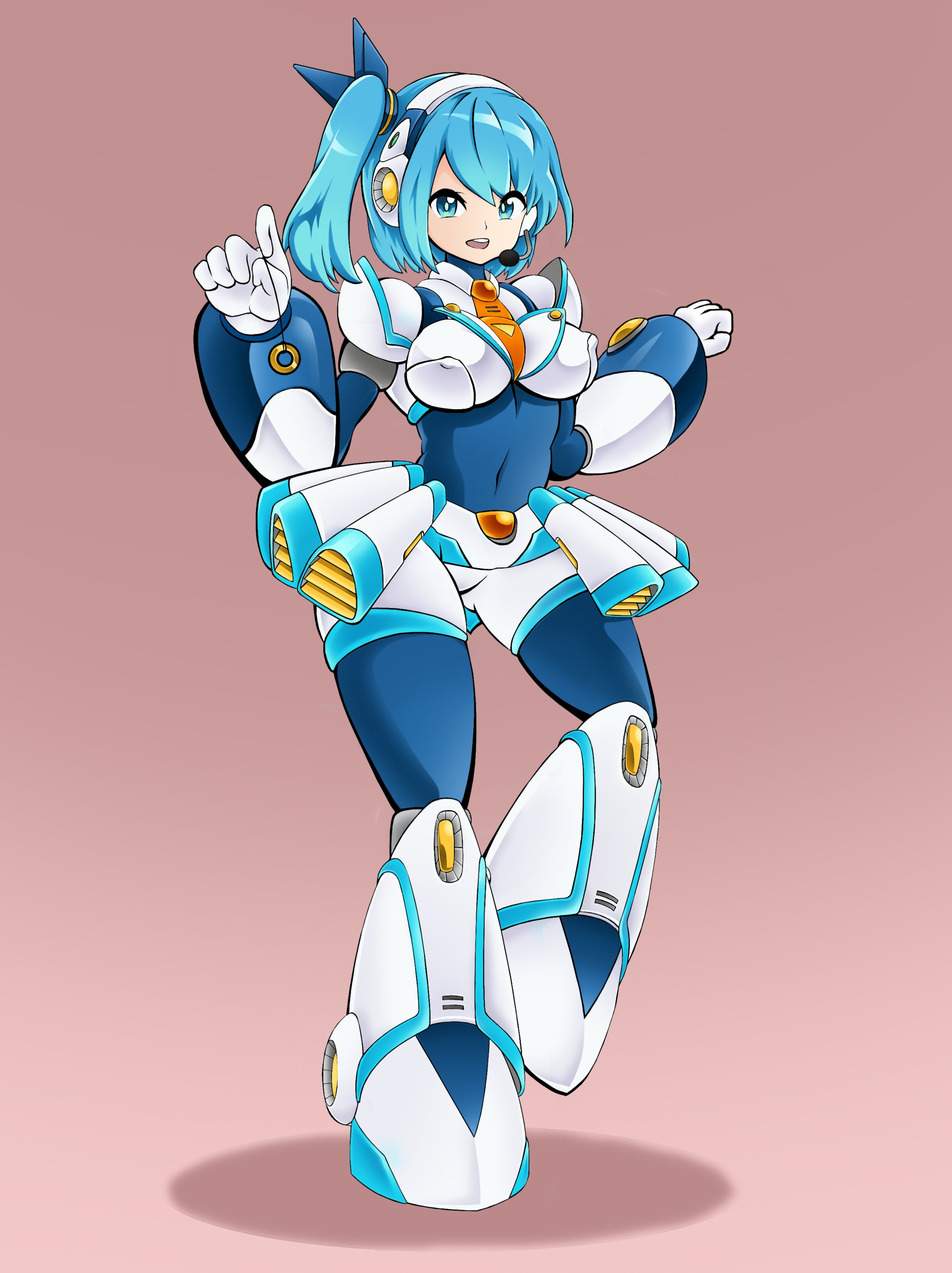 Anime Anime Girls Mega Man X Rockman X DiVE RiCO Rockman X DiVE Long Hair Long Sleeves Blue Hair Sol 2550x3410