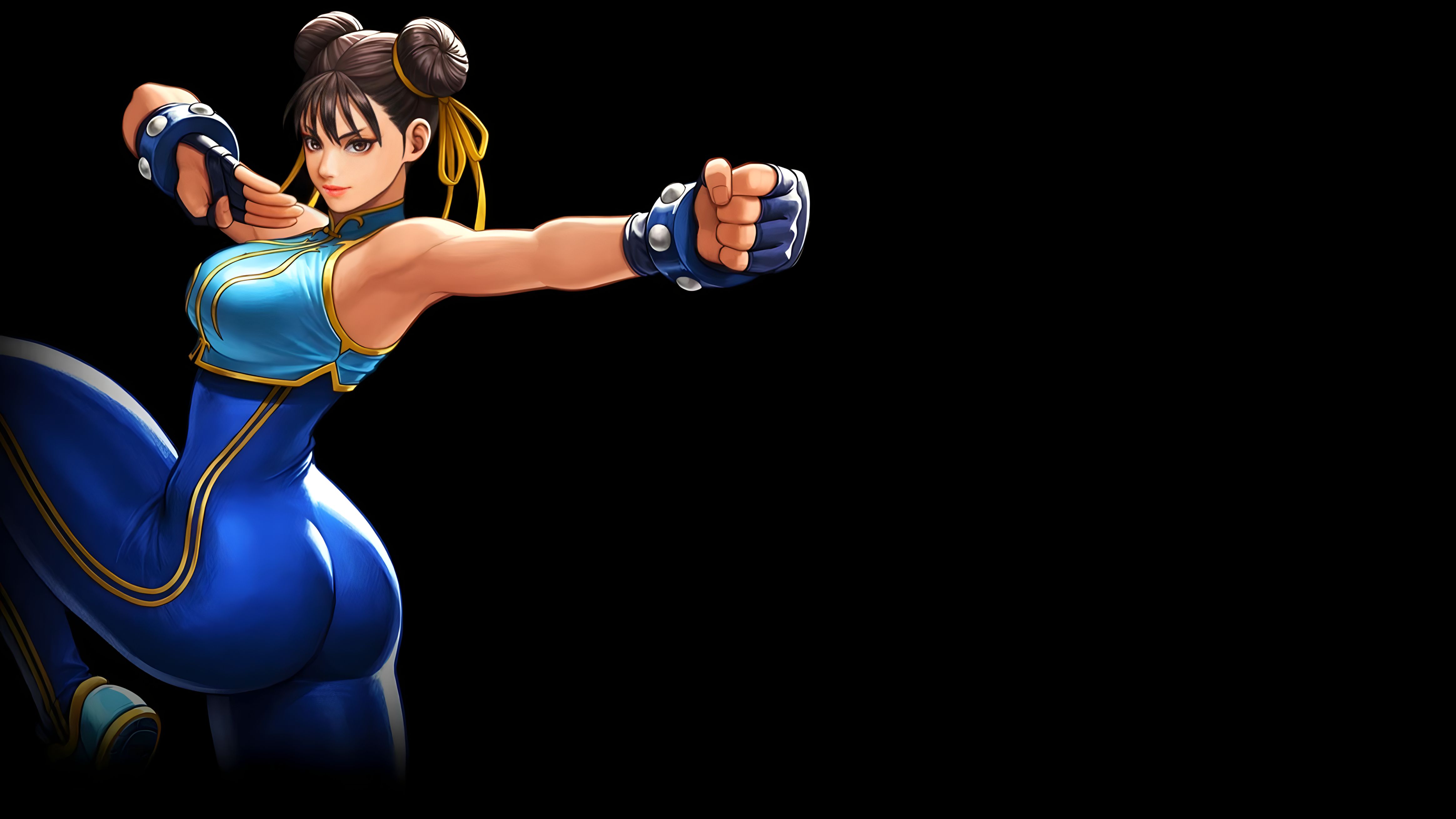 Chun Li Street Fighter Fighting Games Blue Clothing Video Games Digital Art Simple Background 4658x2620