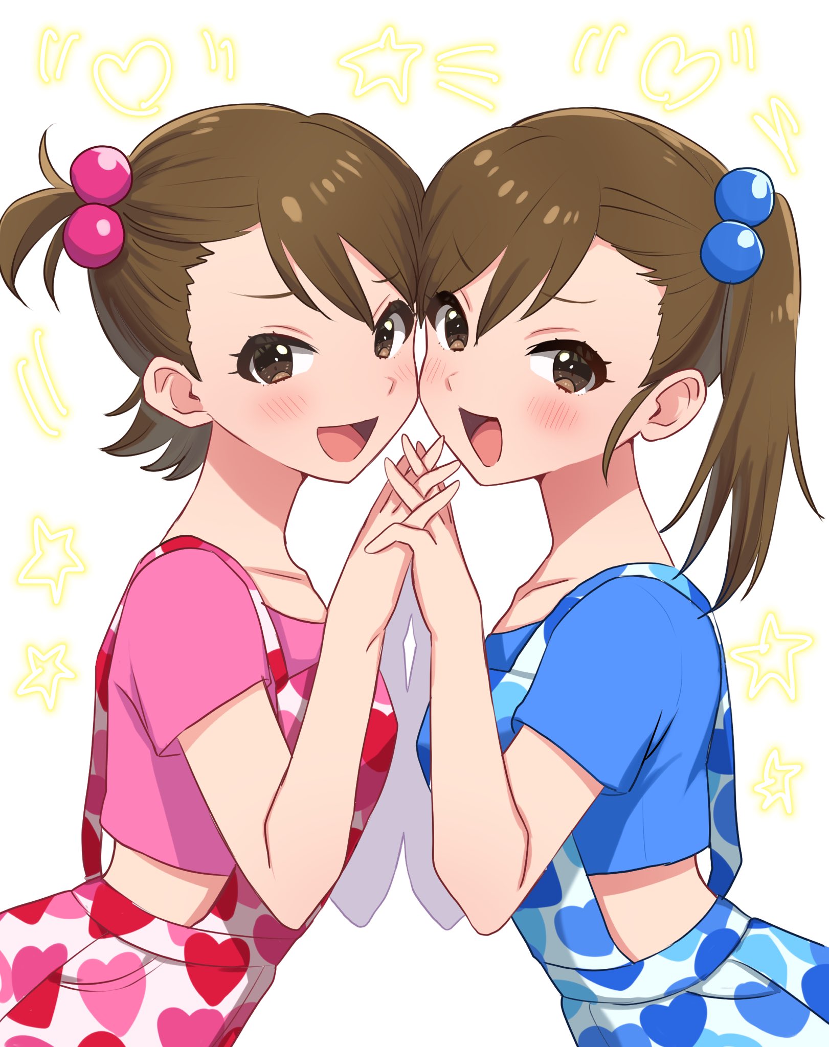 Anime Anime Girls THE IDOLM STER Futami Ami Futami Mami Long Sleeves Brunette Twins Two Women Artwor 1621x2048