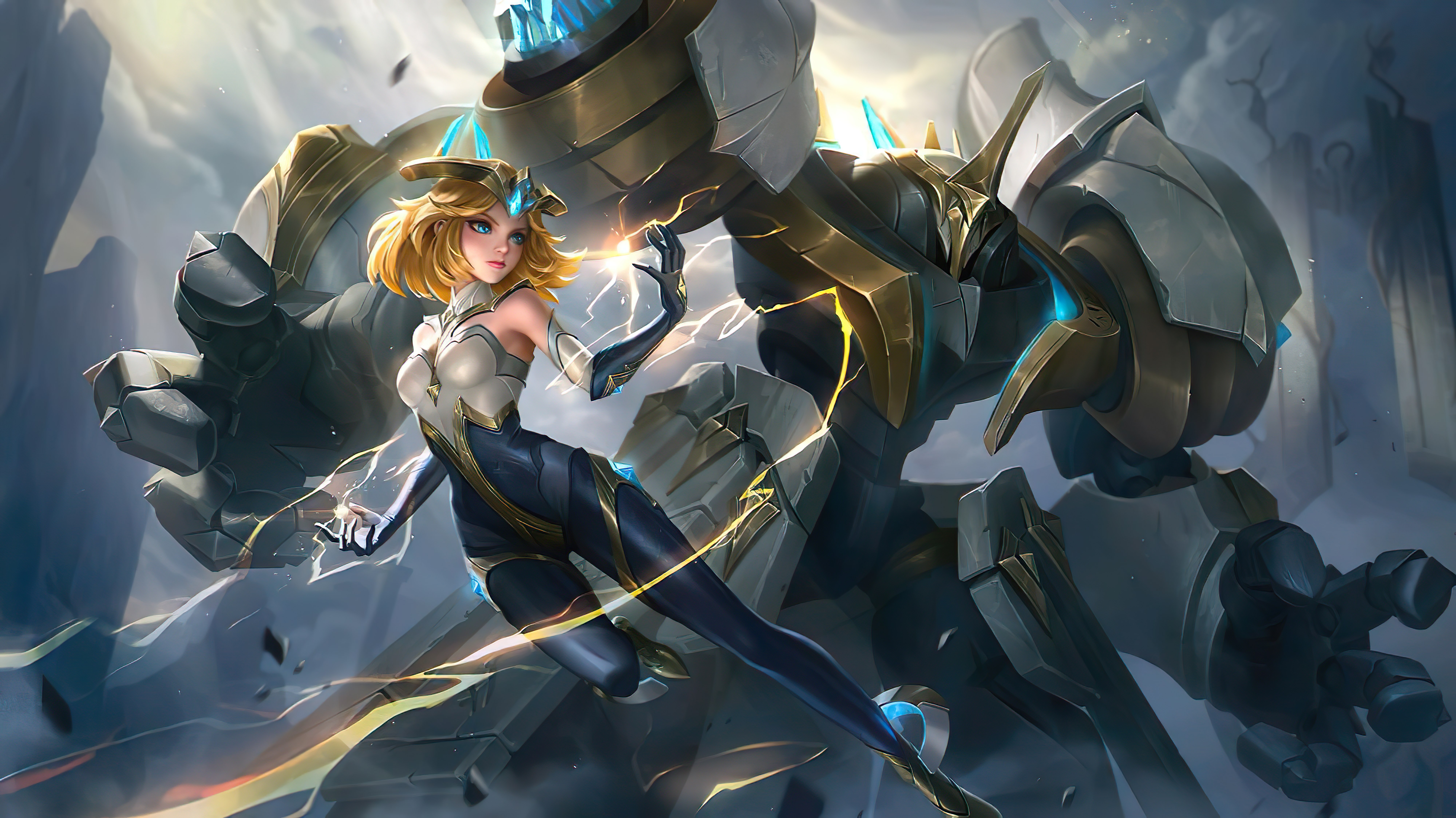 Edith Mobile Legends Blonde Mecha Girls Armor Video Game Art Video Game Characters Video Game Girls  8000x4496