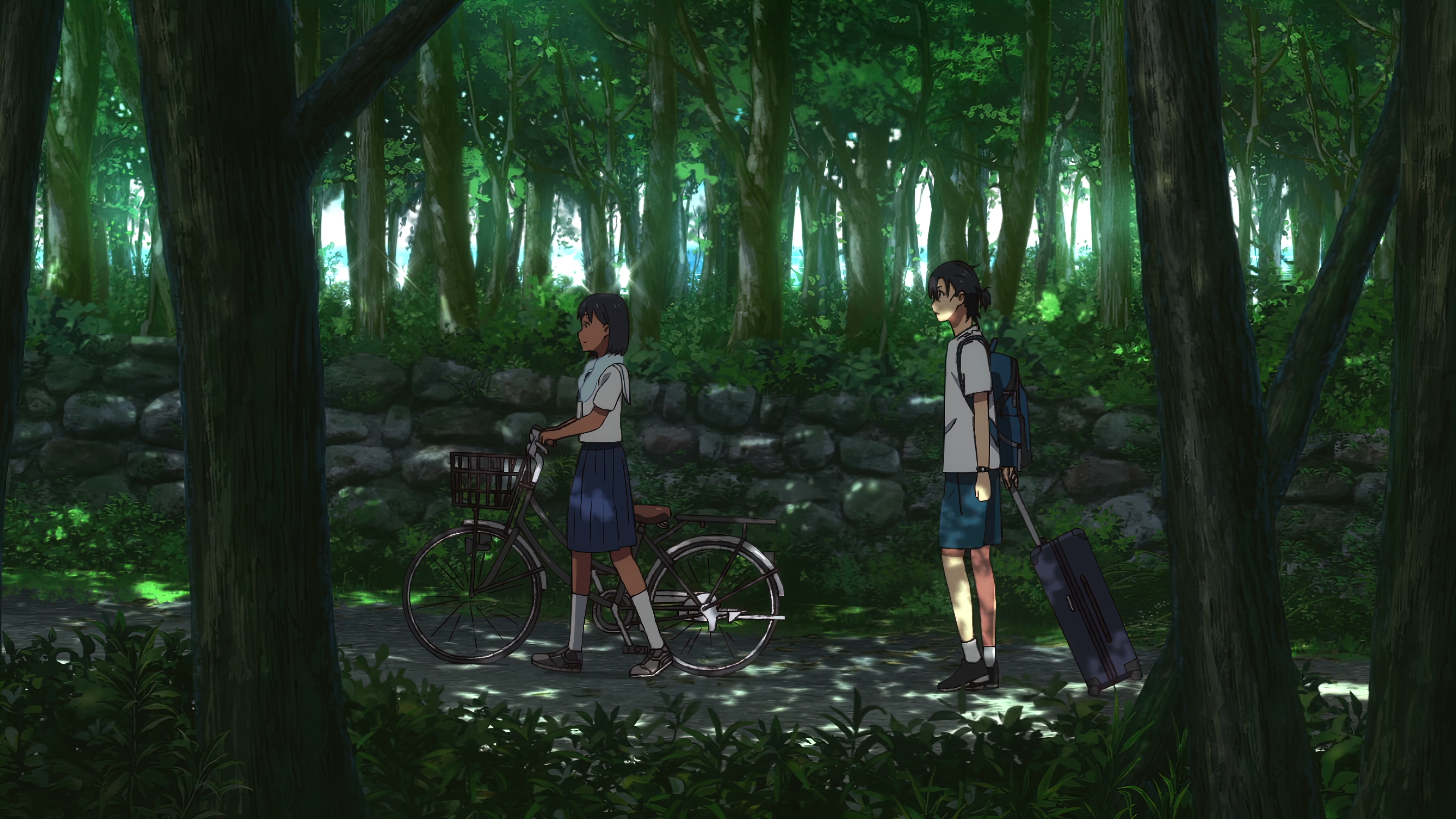 Summer Time Render 4K Anime Anime Girls Anime Boys Bicycle Trees Towel Backpacks Anime Screenshot 3840x2160