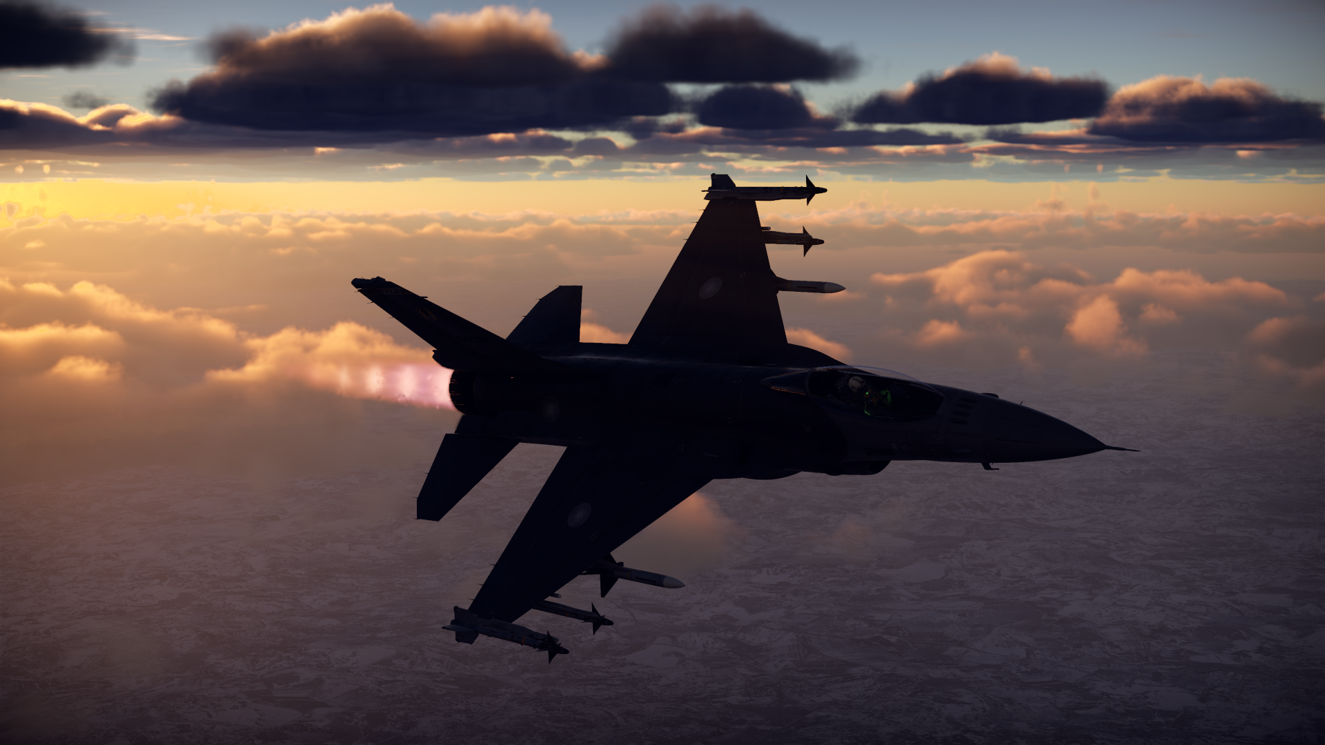 War Thunder General Dynamics F 16 Fighting Falcon Taiwanese Air Force Jet Fighter Planes Sunset Vide 1920x1080