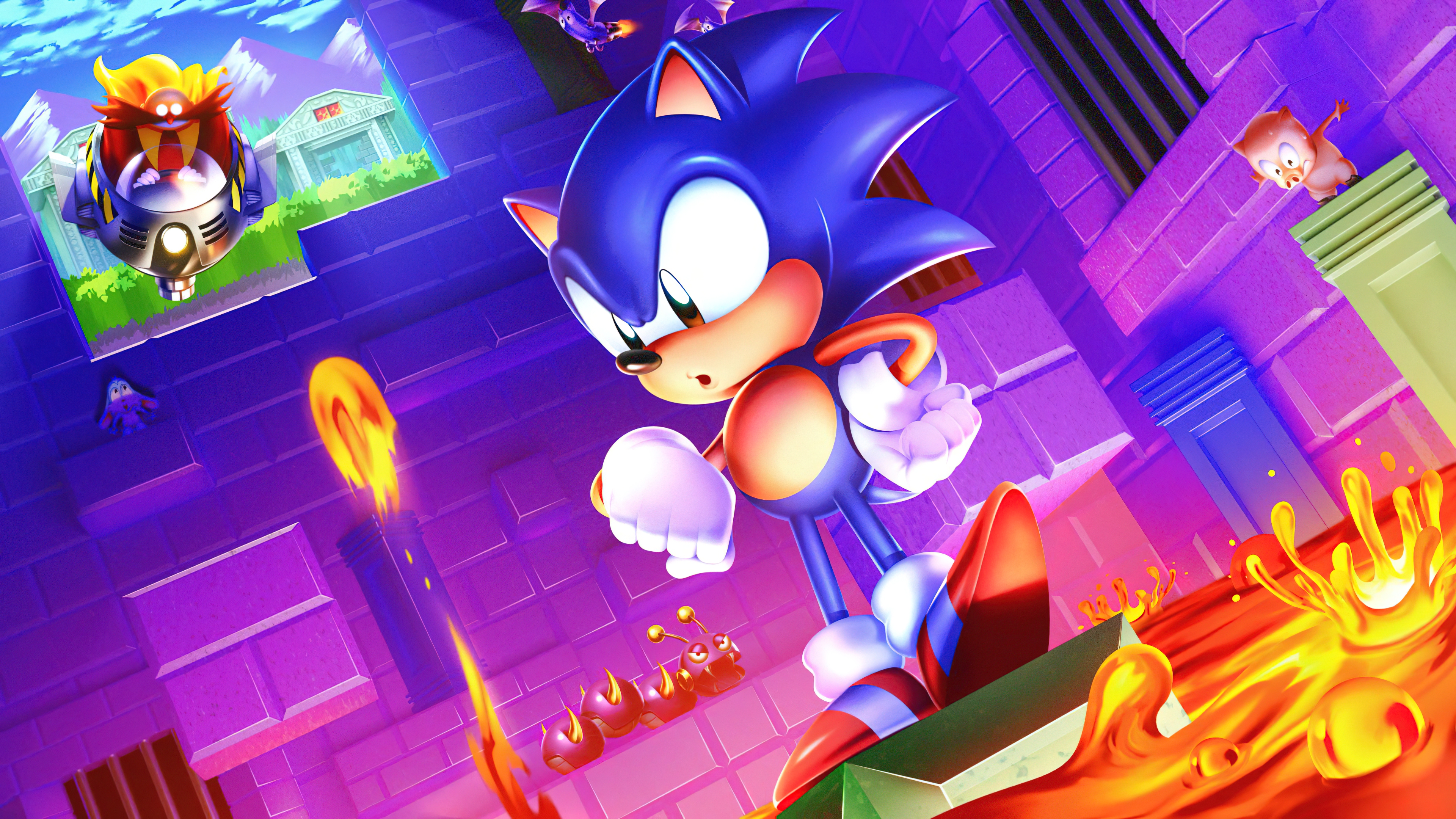 Sonic Sonic The Hedgehog Sonic 3 Lava PC Gaming Video Game Art Eggman Comic Art 90s Video Game Chara 3840x2160