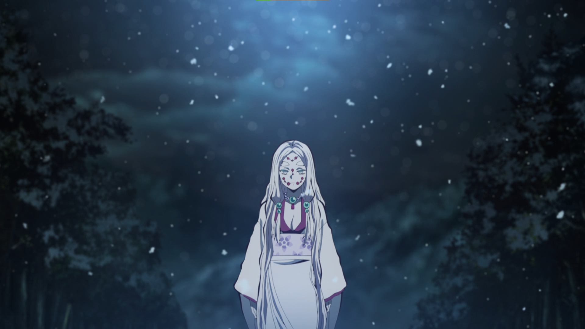Kimetsu No Yaiba Demon Demon Face Snow Anime Anime Screenshot Anime Girls Trees Nature Sky Looking A 1920x1080