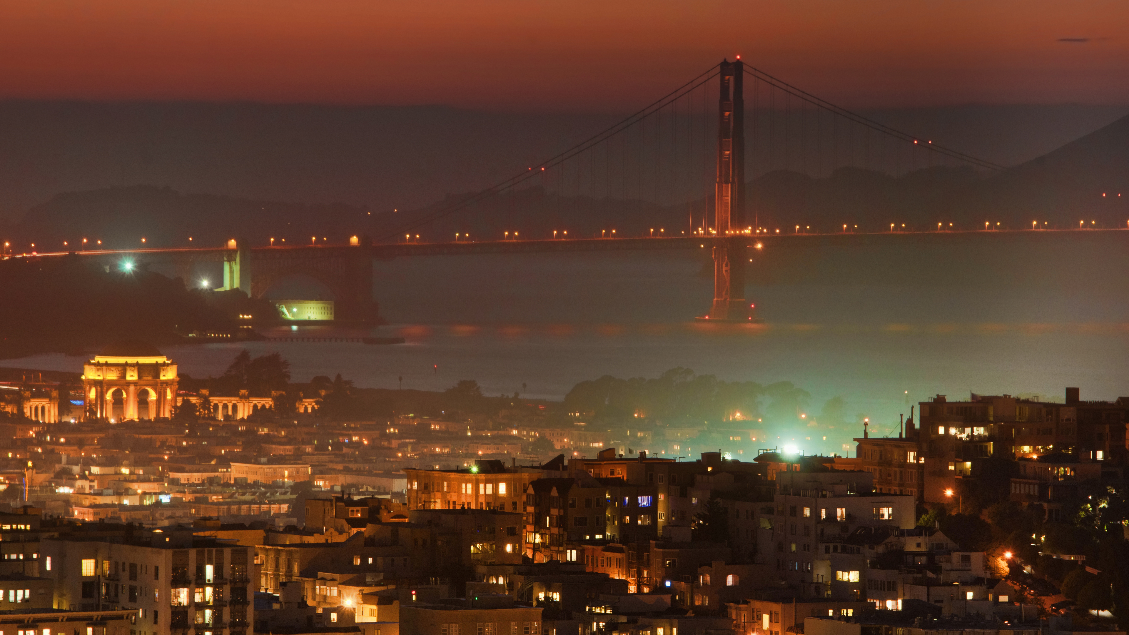 Trey Ratcliff 4K Photography California City Lights Bridge City Lights Night San Francisco 3840x2160