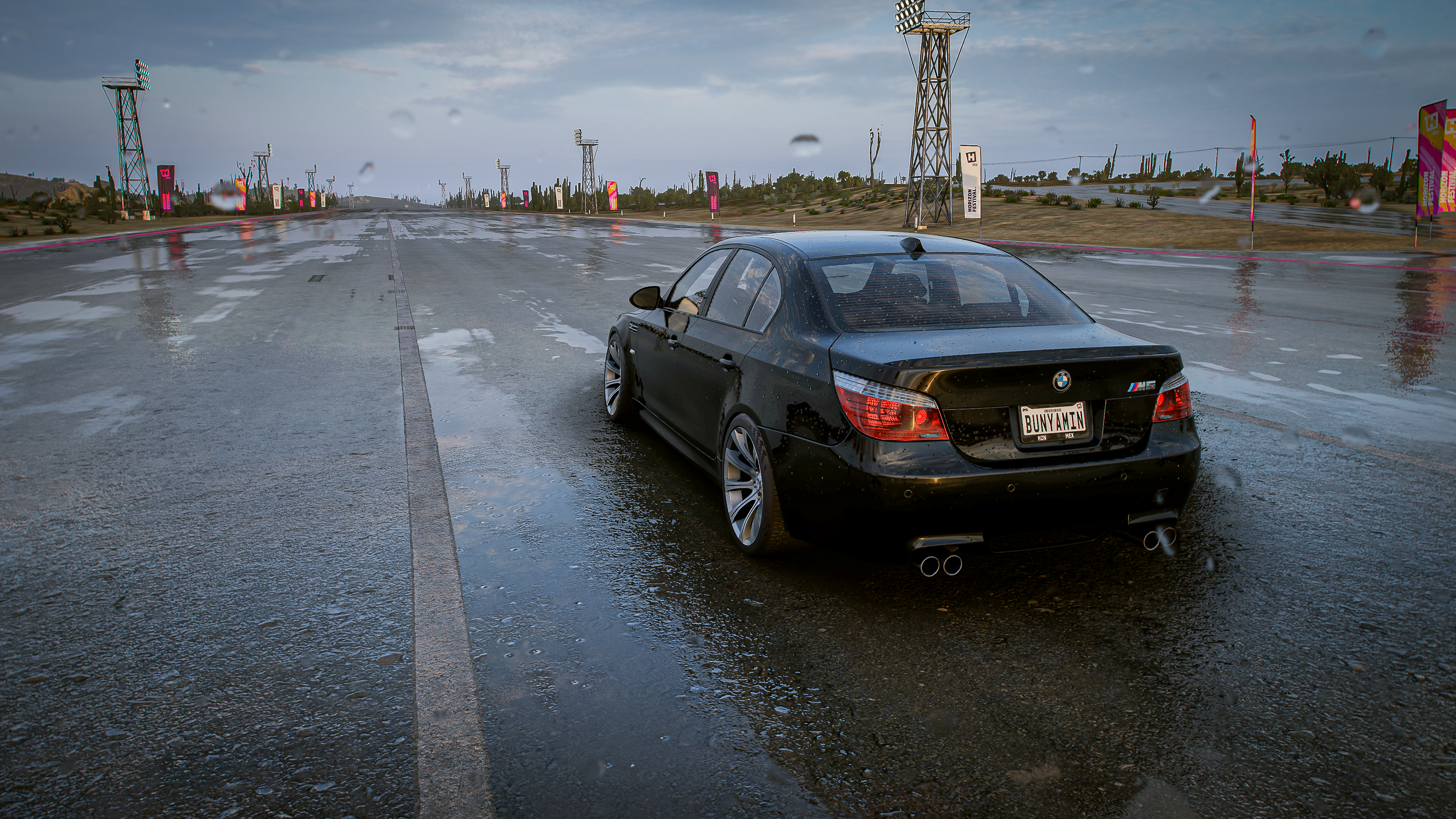 Forza Forza Horizon Forza Horizon 5 BMW BMW E60 BMW M5 Video Games Car Vehicle Reflection Mexican Dr 3840x2160