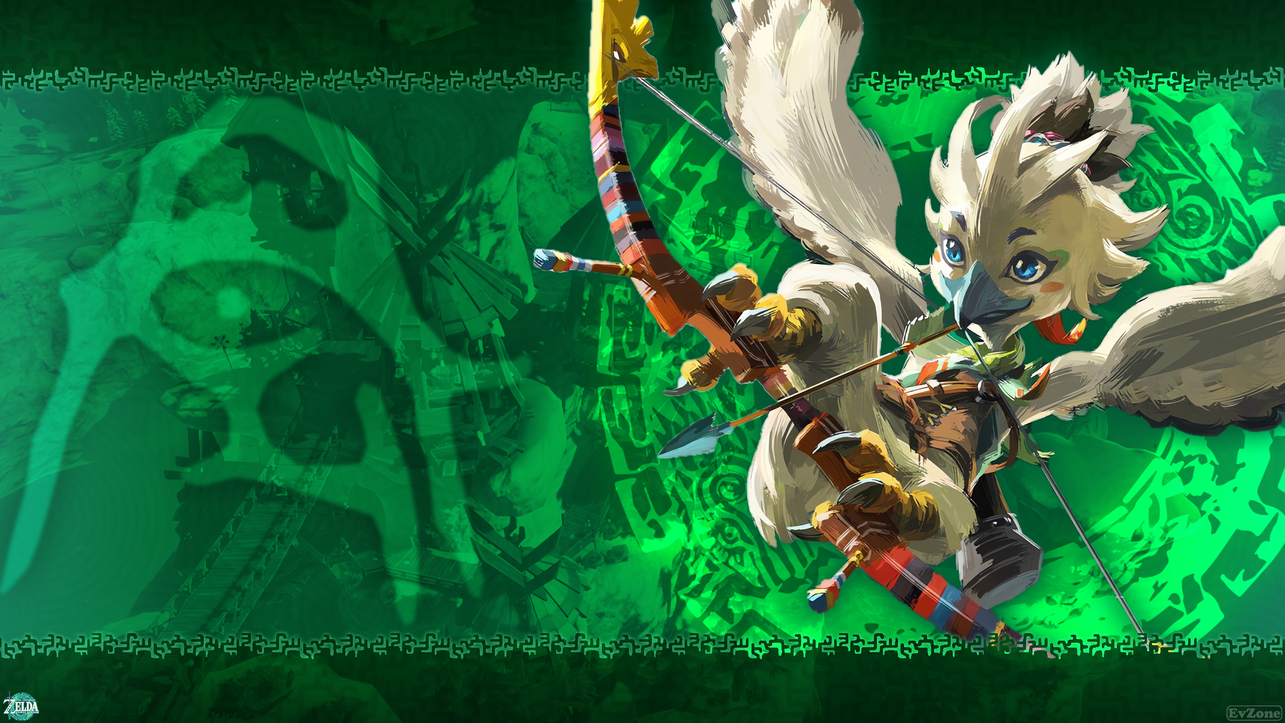 The Legend Of Zelda Tears Of The Kingdom Tulin The Legend Of Zelda Simple Background Green Minimalis 2560x1440