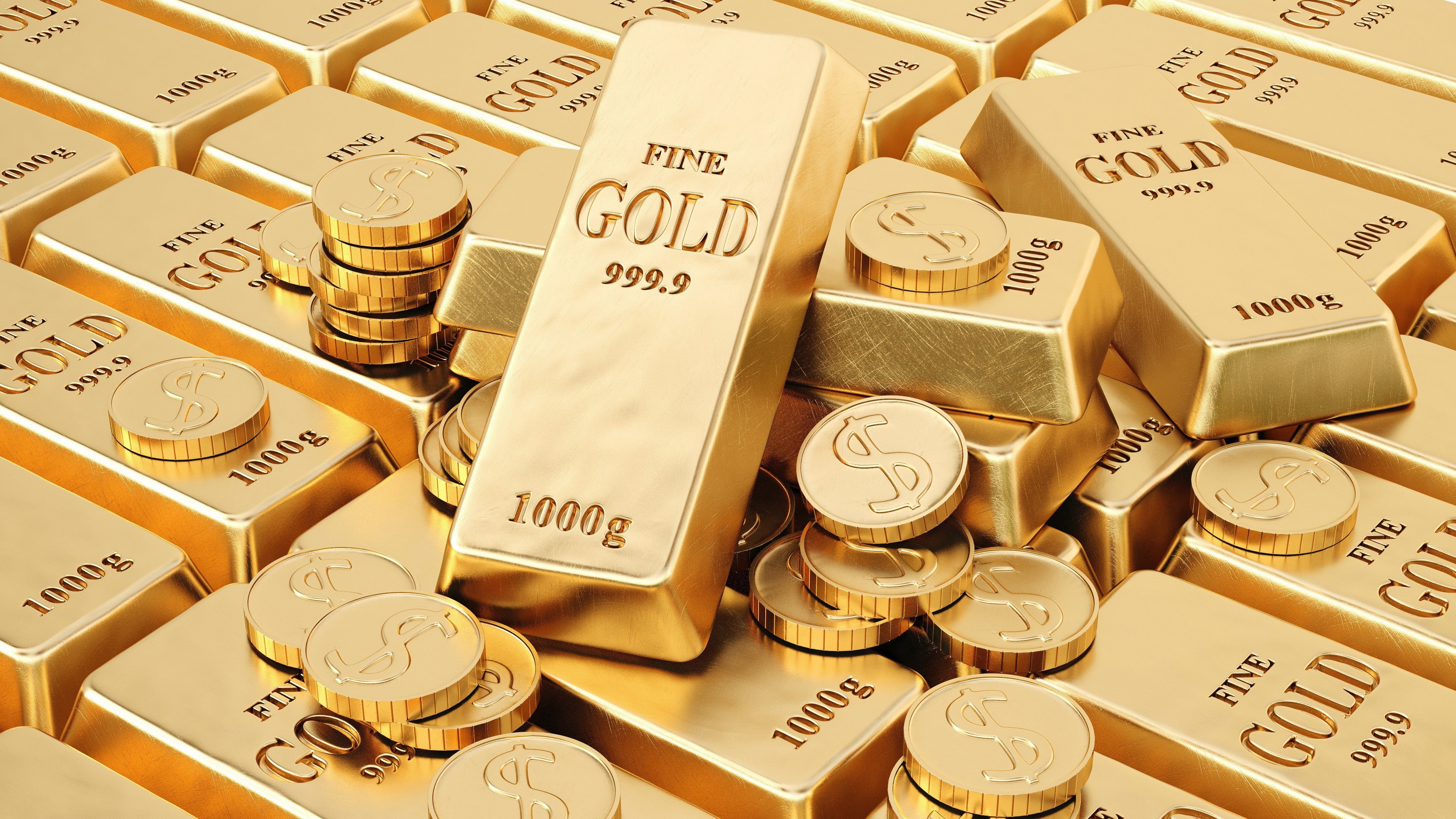 Gold Metal Money Coin Gold Bar Dollar 3840x2160