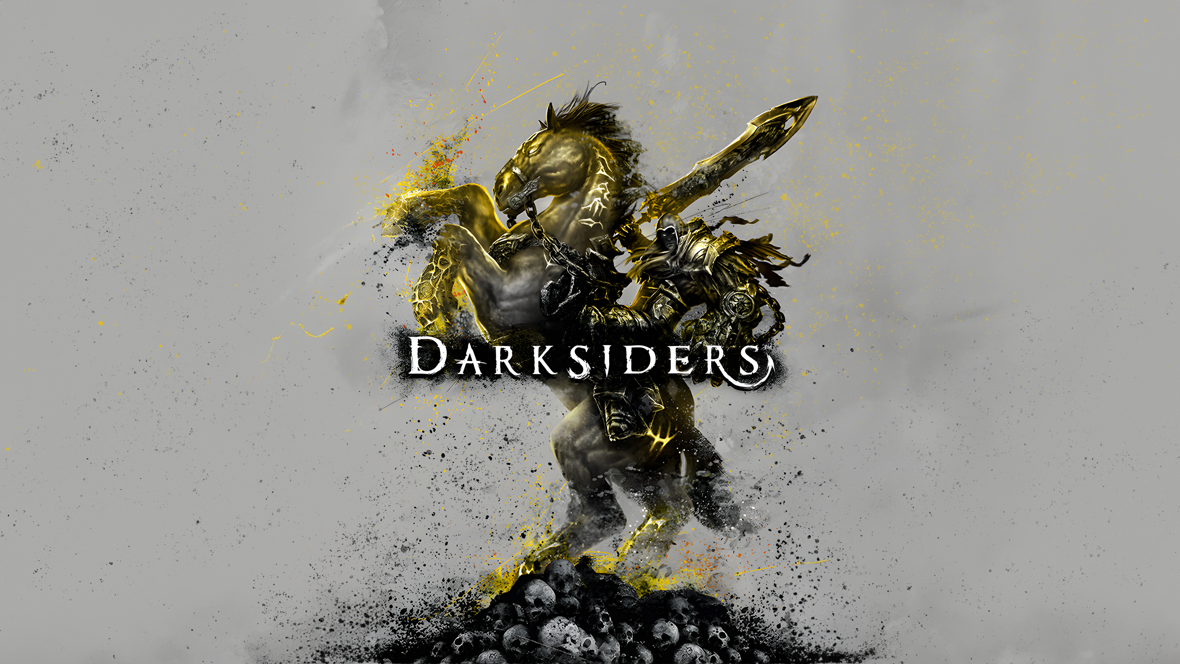 Darksiders War Darksiders Greatsword Cape Chains Ash Particles Simple Background Horse Minimalism Ho 3840x2160