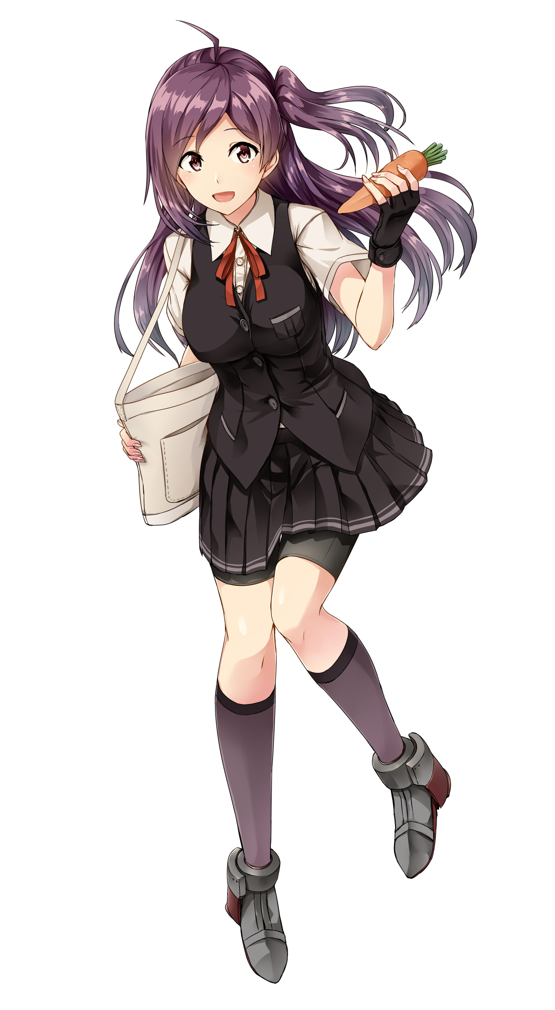 Anime Anime Girls Kantai Collection Hagikaze KanColle Long Hair Purple Hair Solo Artwork Digital Art 1100x2000