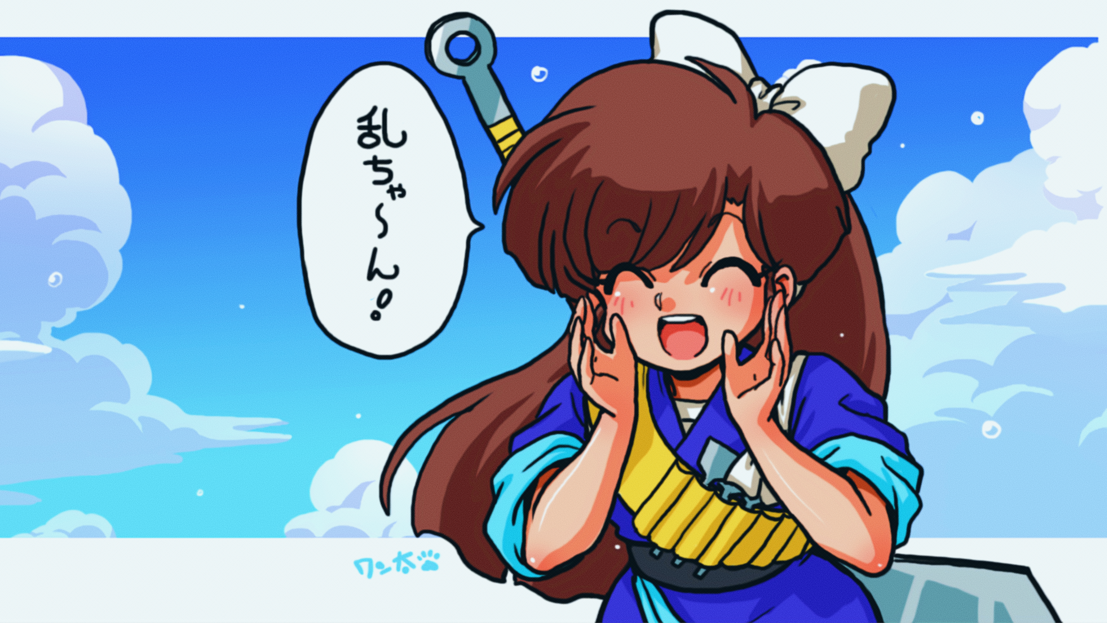 Ranma Kuonji Ukyo Ribbon White Ribbon Spatula Brunette Long Hair Smile Anime Girls Blushing Blush Te 3840x2160