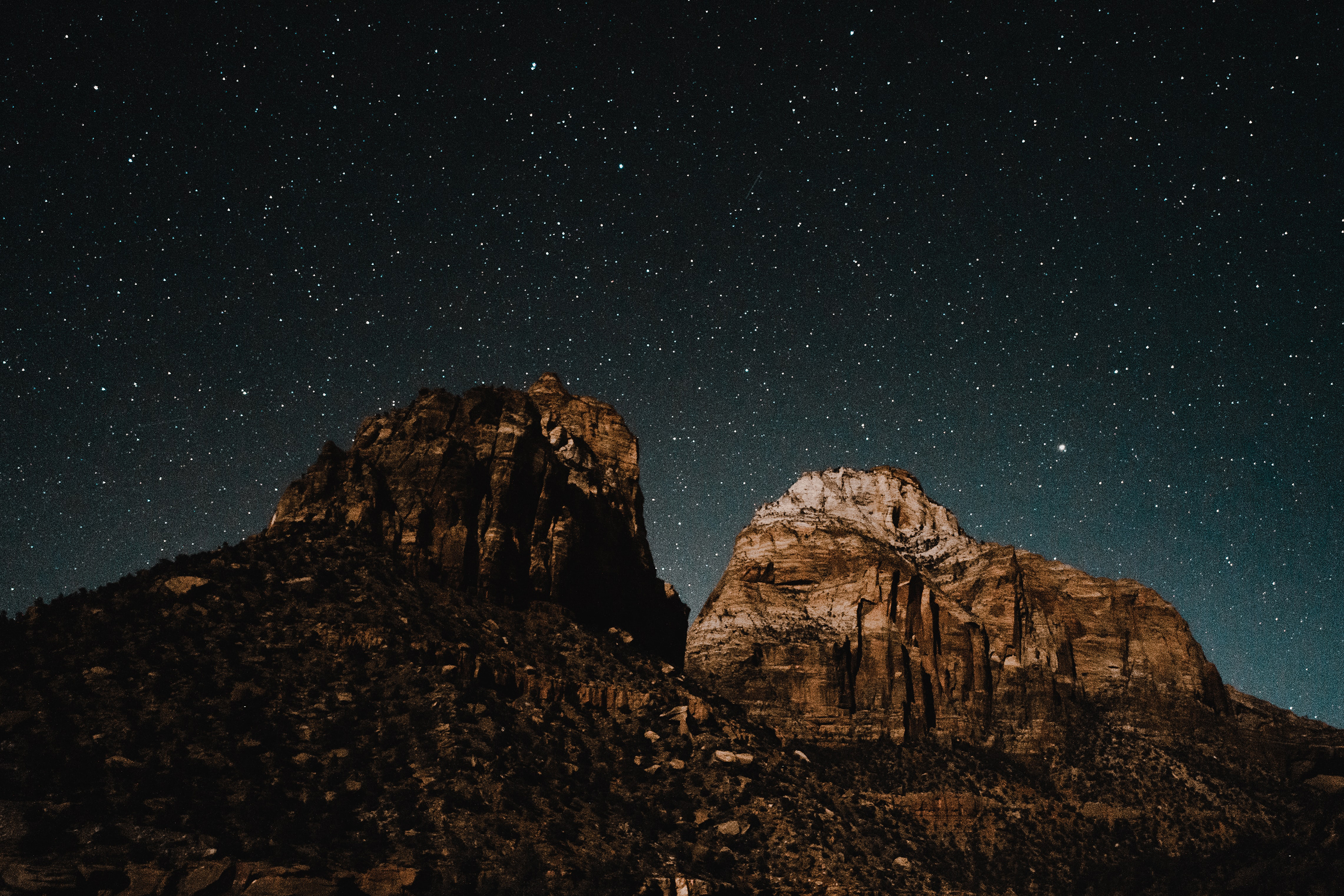 Mountains Rocks Landscape Nature Night Stars Starry Night 3000x2000