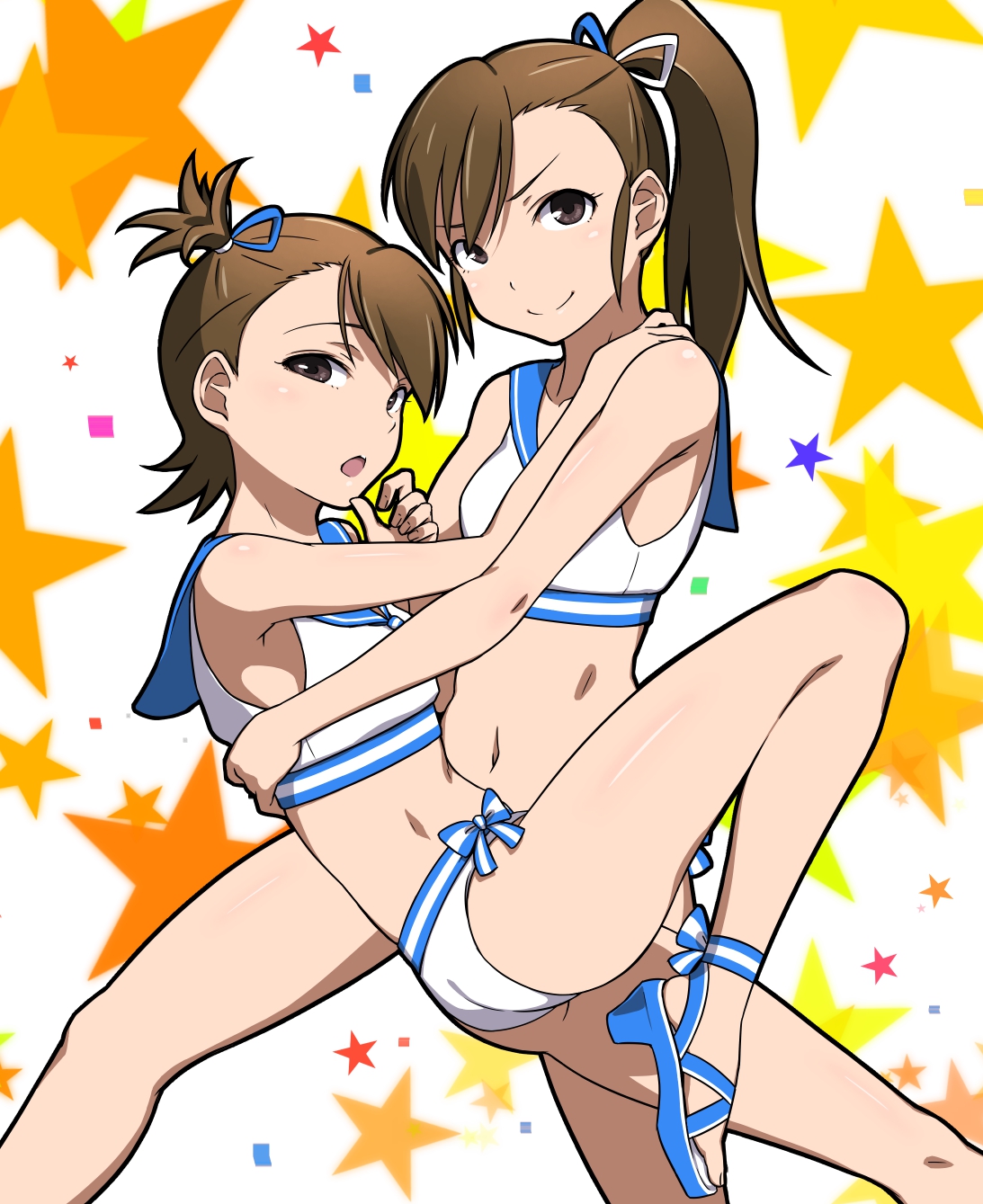 Anime Anime Girls THE IDOLM STER Futami Ami Futami Mami Long Sleeves Brunette Twins Two Women Artwor 1093x1339
