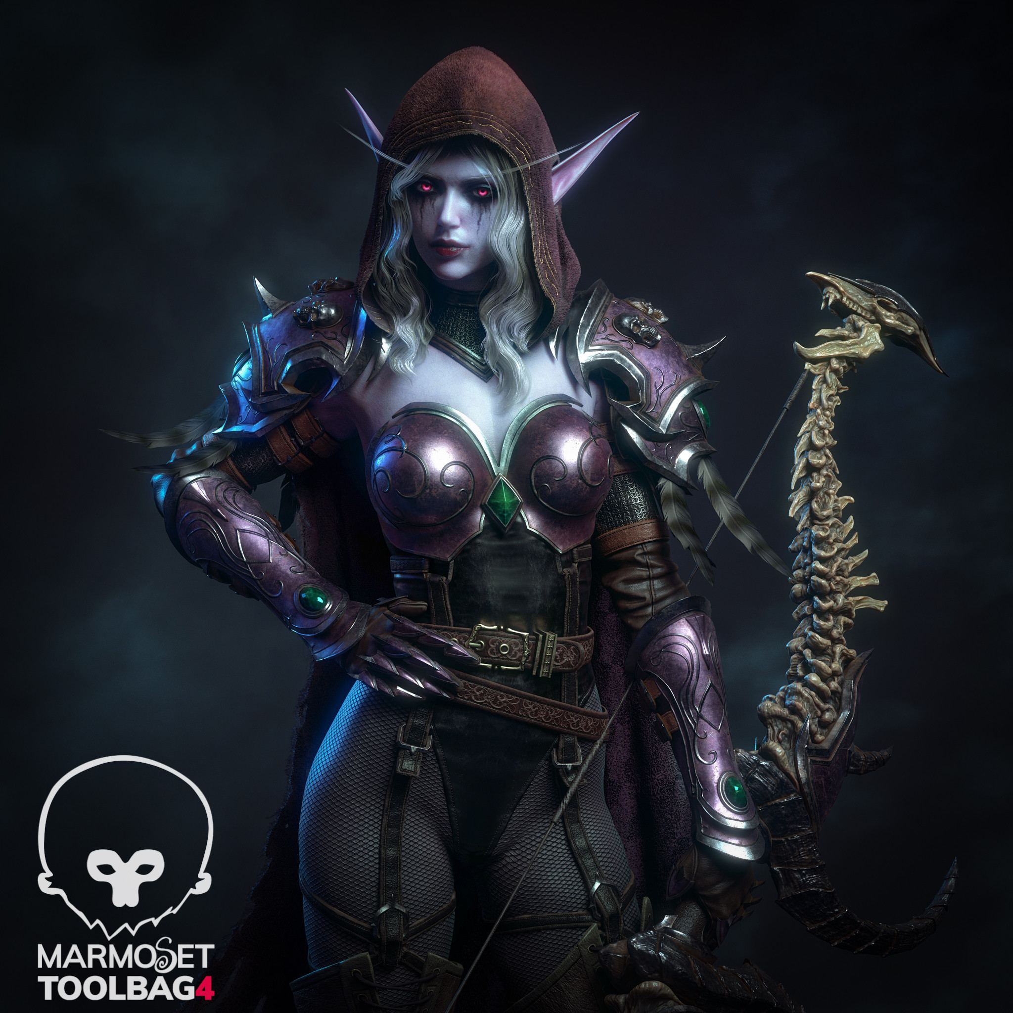 Sylvanas Windrunner Video Game Girls Fan Art Video Game Characters PC Gaming Pointy Ears Glowing Eye 2048x2048