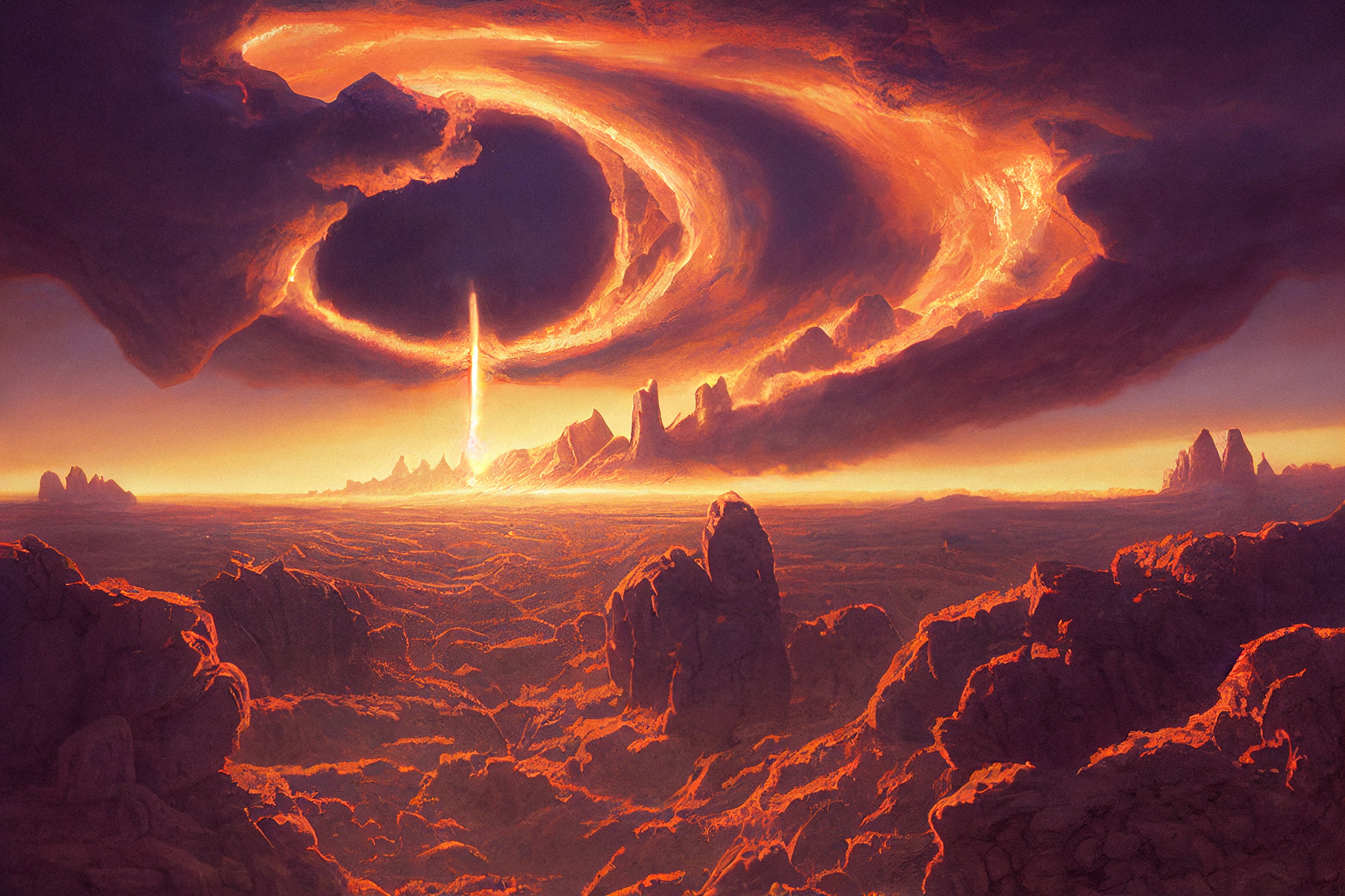 Portals Clouds Desert Magic Fantasy Art 2304x1536