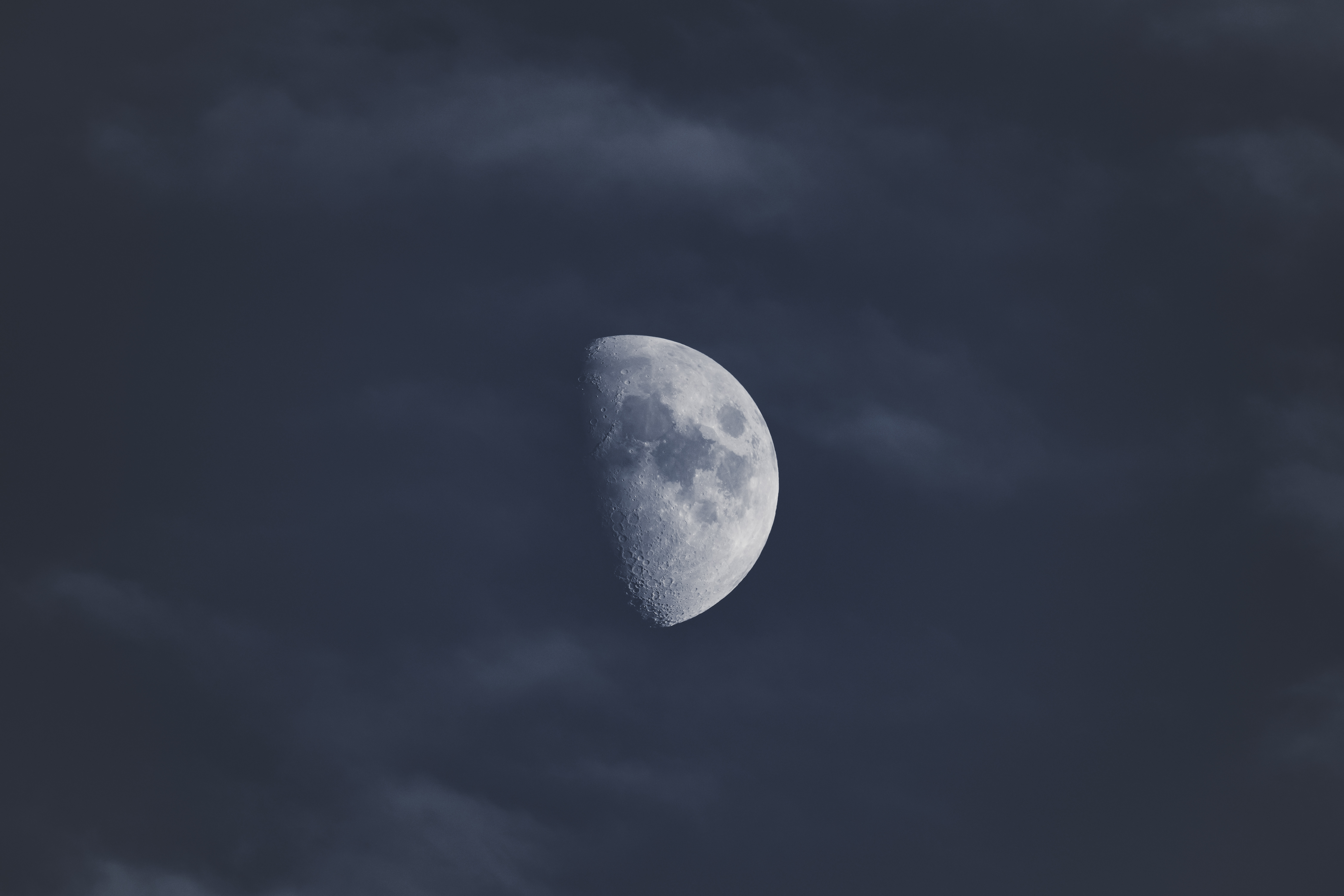 Moon Sky Minimalism Clouds Blue 6240x4160