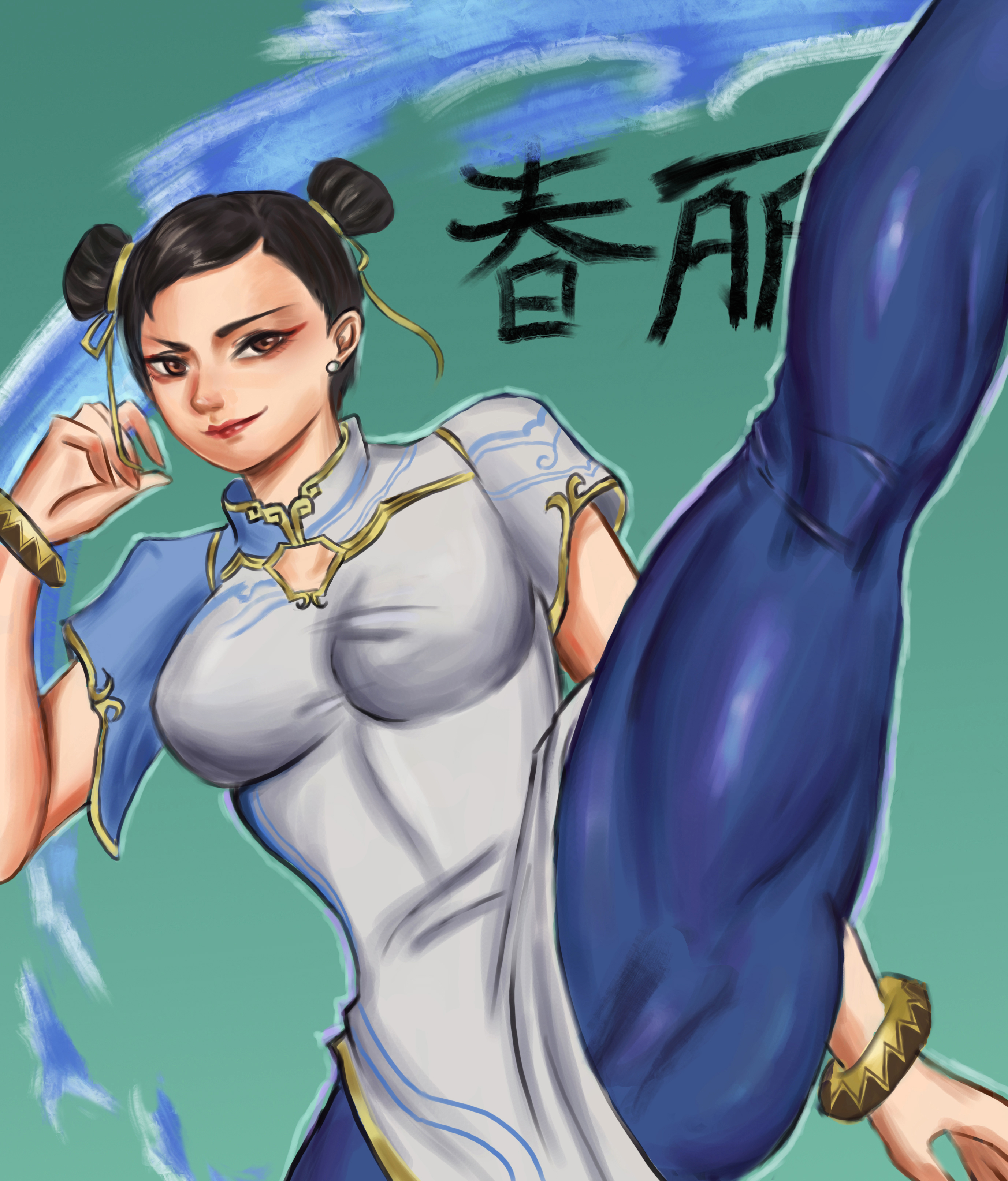Anime Anime Girls Street Fighter Street Fighter Vi Chun Li Hairbun Brunette Solo Artwork Digital Art 2753x3227