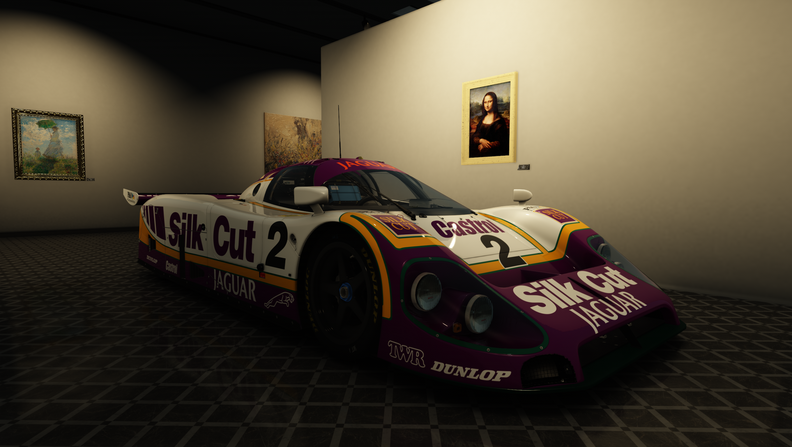 Assetto Corsa Video Games CGi Digital Art Jaguar Car Jaguar XJR 9 Race Cars Mona Lisa Art Installati 2720x1536