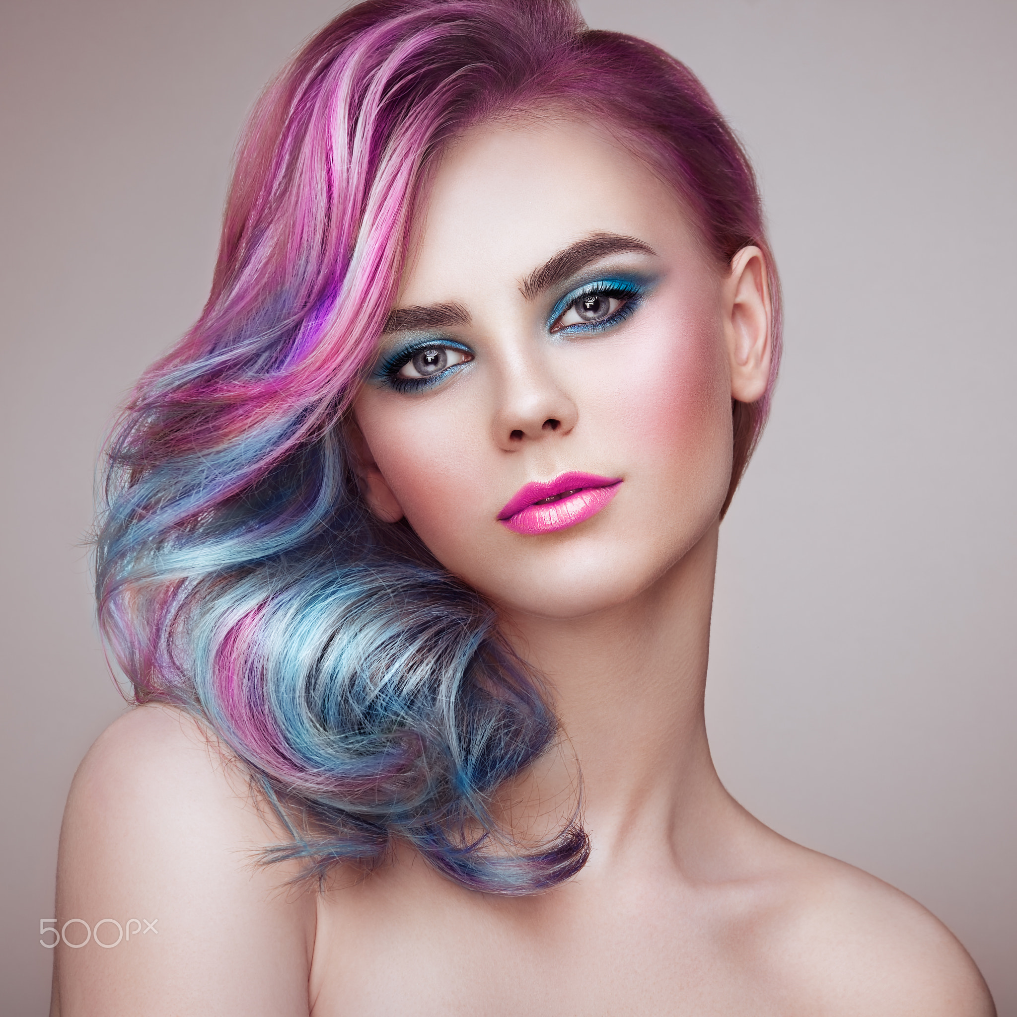 Oleg Gekman Women Portrait Glamour Makeup Eyeshadow Eyeliner Lipstick Blush Looking At Viewer Pink H 2048x2048