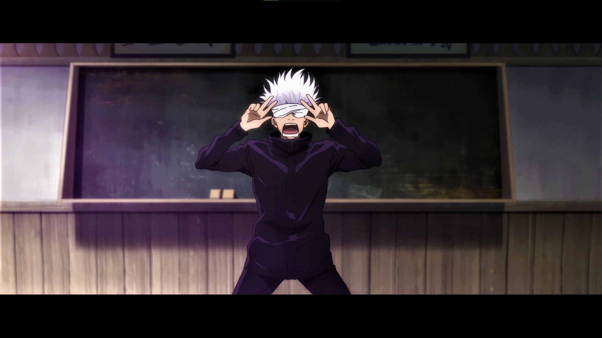 Jujutsu Kaisen Satoru Gojo White Hair Peace Sign Uniform Classroom Anime Anime Screenshot Anime Boys 1920x1080