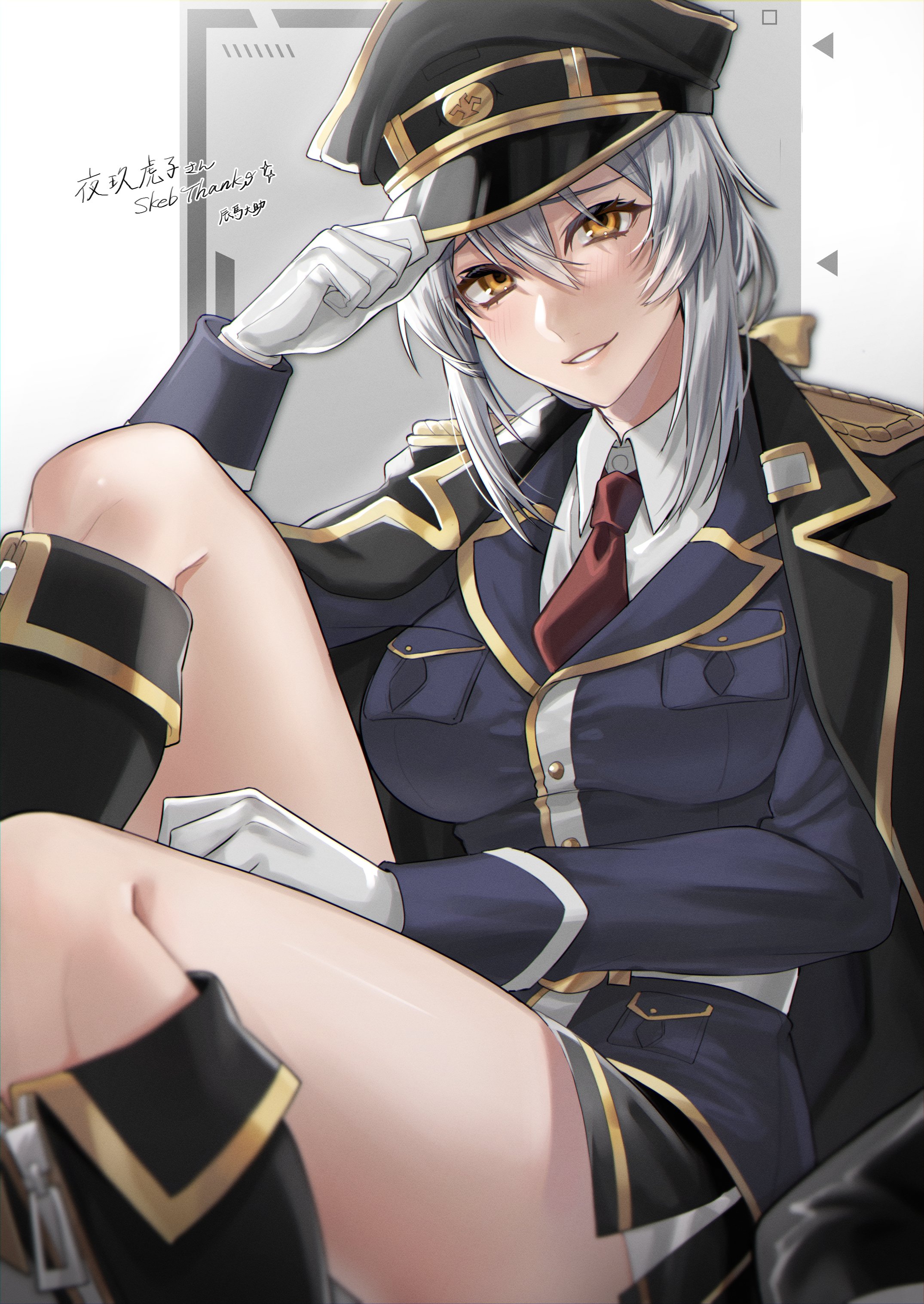 Anime Anime Girls Original Characters Long Hair Military Uniform Solo Artwork Digital Art Fan Art Ha 2150x3035