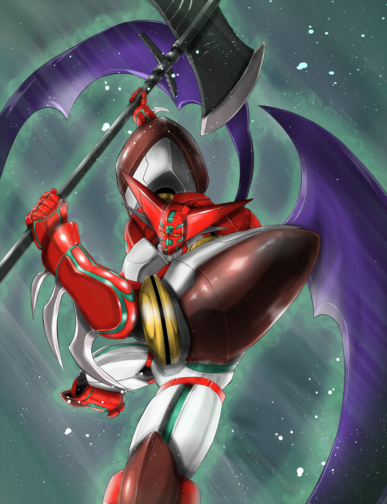 Anime Mechs Super Robot Taisen Getter Robo Getter Robo Armageddon Shin Getter 1 Artwork Digital Art  1250x1627
