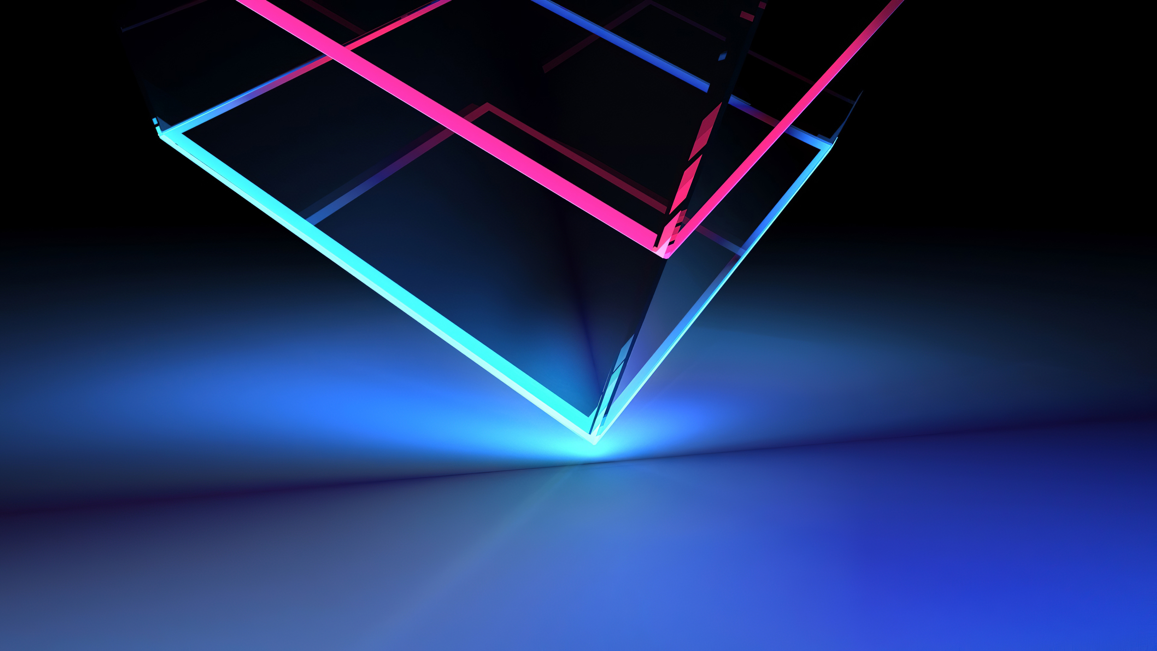 Neon Cube Abstract Digital Digital Art Artwork Illustration Minimalism 3840x2160