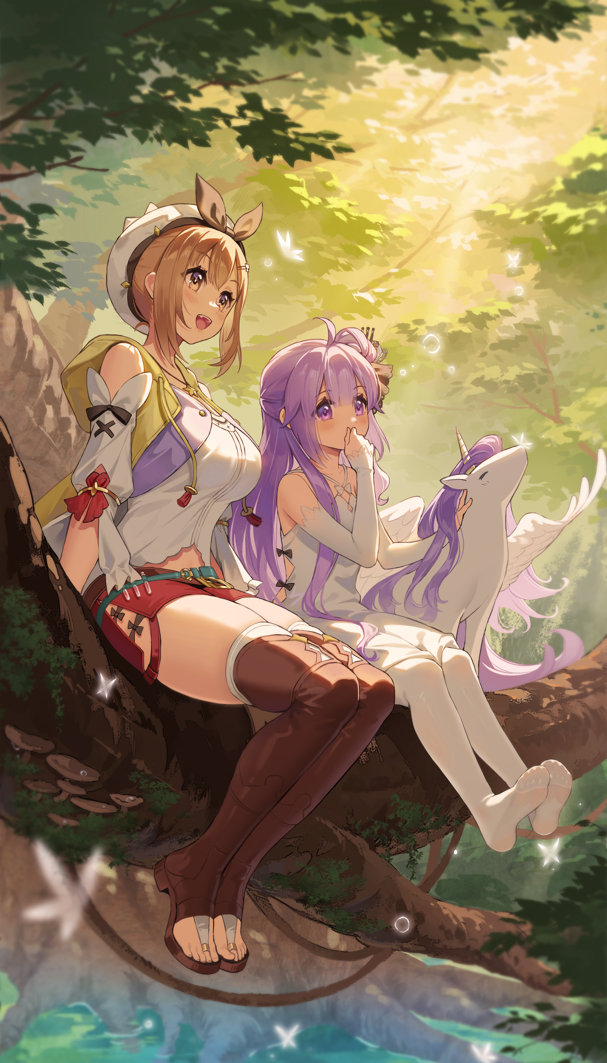Anime Girls Crossover Vertical Two Women Atelier Ryza Azur Lane Reisalin Stout Branch Unicorn Azur L 2062x3610