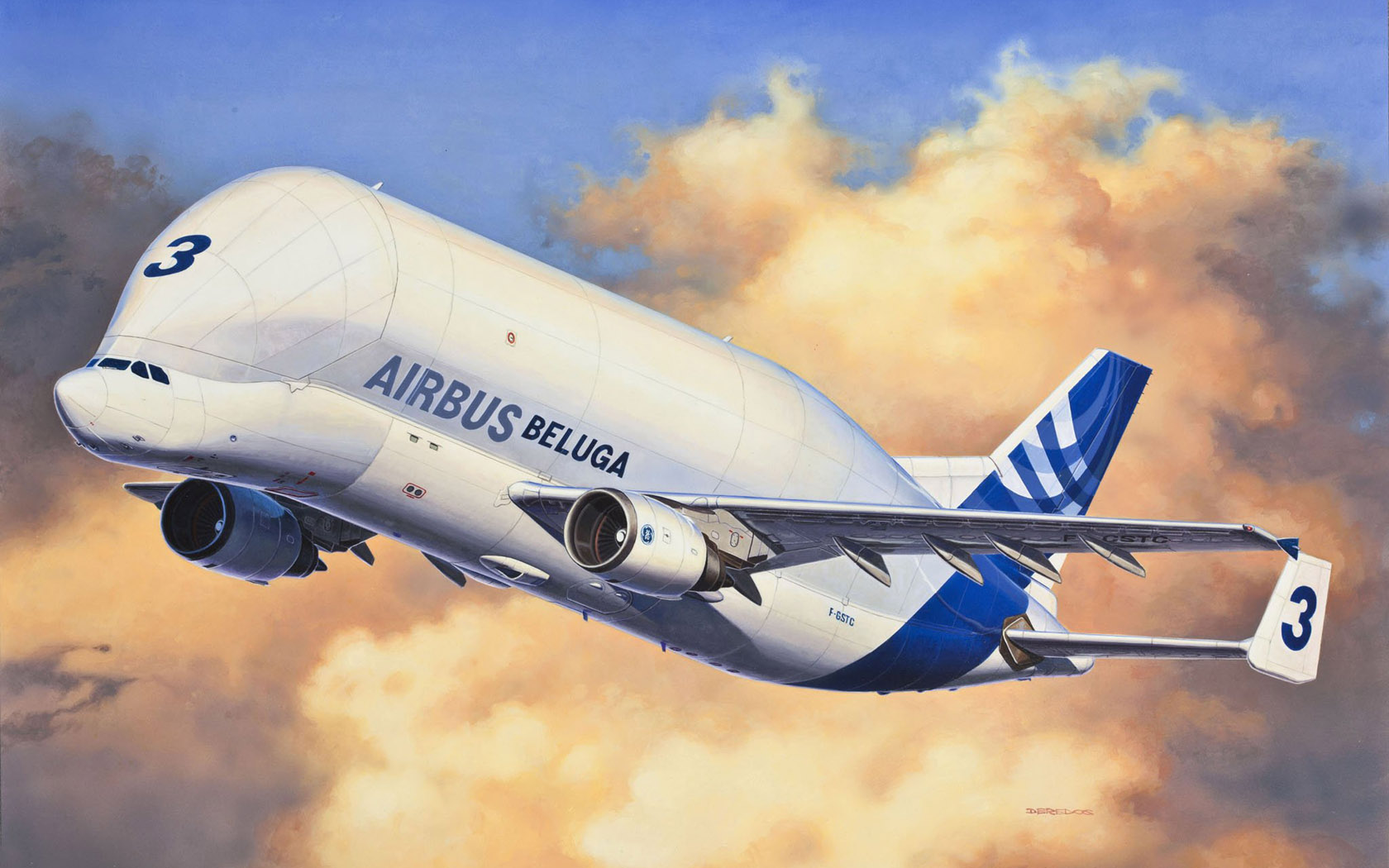 Aircraft Airbus Flying Sky Artwork Clouds 1680x1050