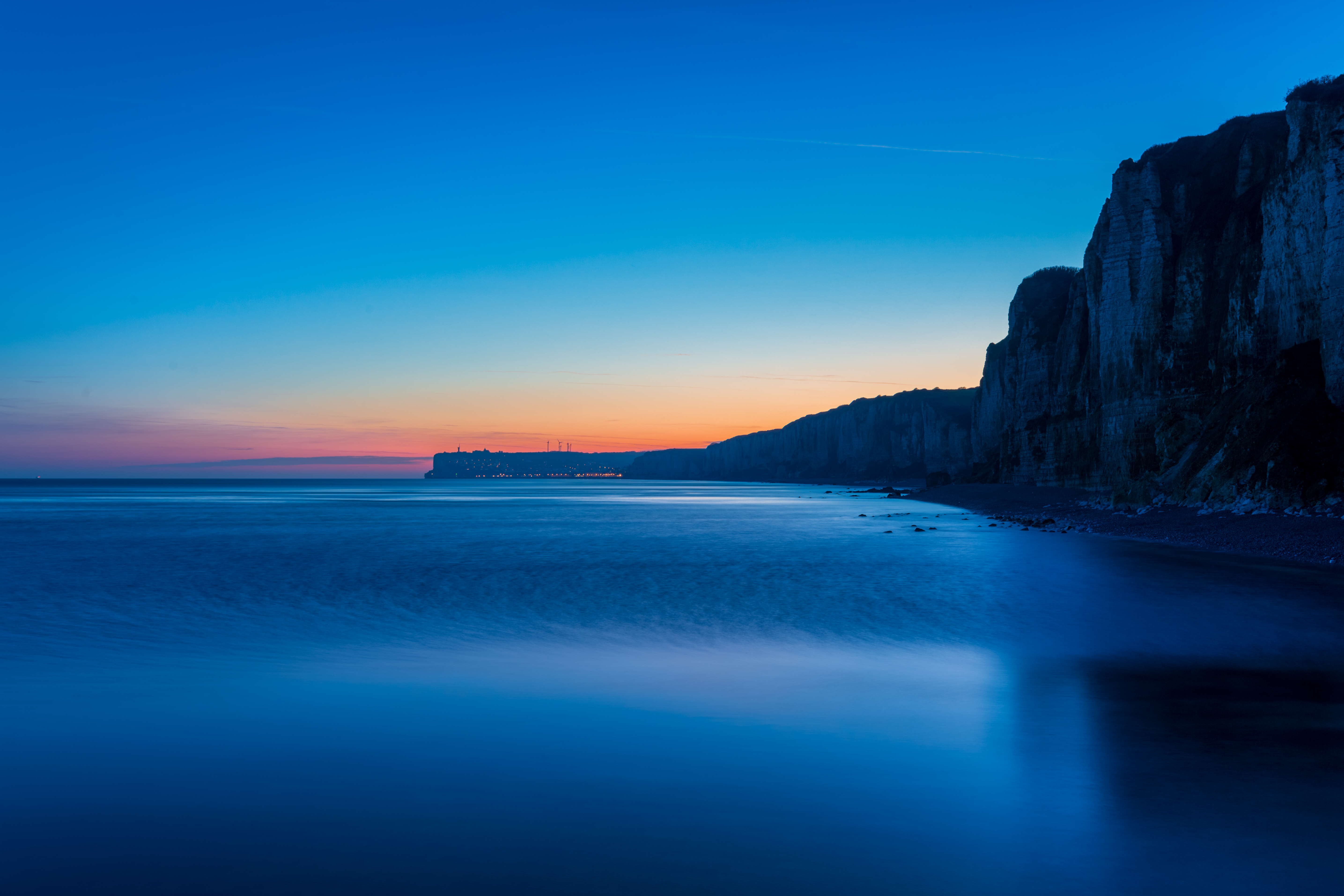 Sunset Sea Blue Simple Background Photography Peaceful France Cliff 5740x3827