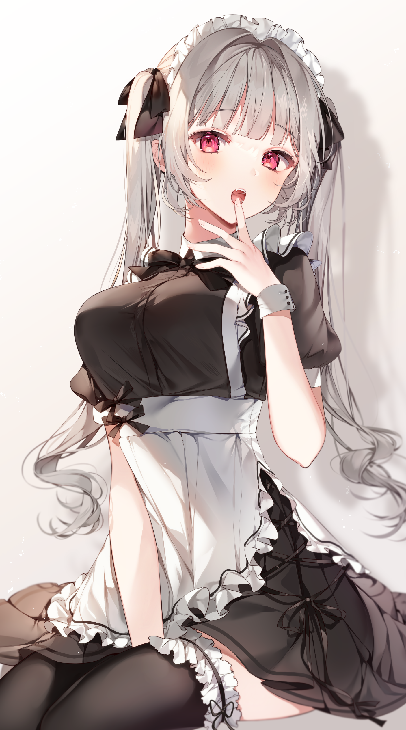 Anime Anime Girls Maid Maid Outfit Red Eyes Twintails Silver Hair Wallpaper   Resolution1406x2528  ID1354726  wallhacom