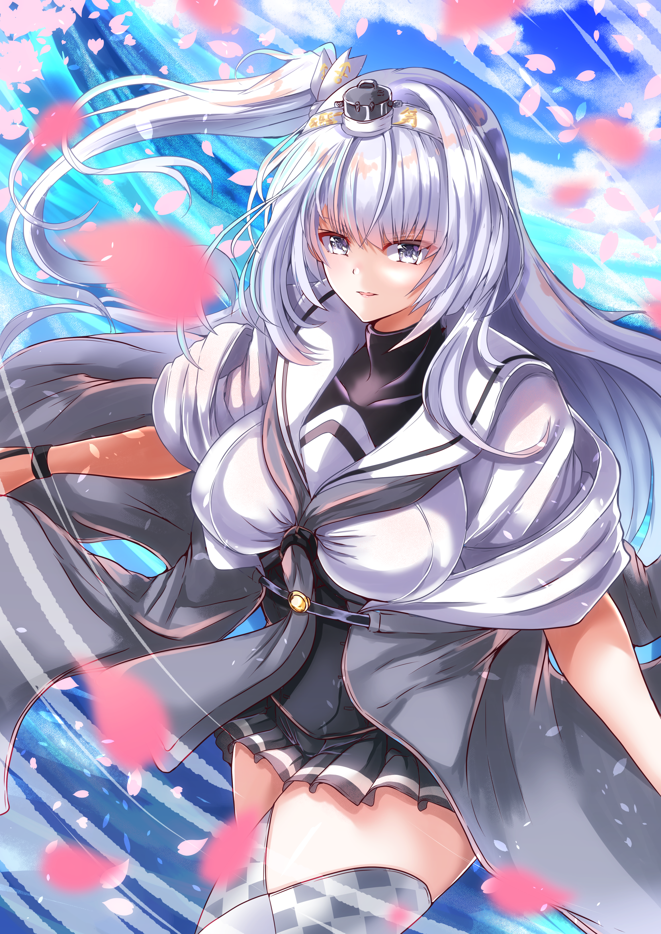 Anime Anime Girls Kantai Collection Fuyutsuki KanCole Long Hair Silver Hair Solo Artwork Digital Art 2321x3278