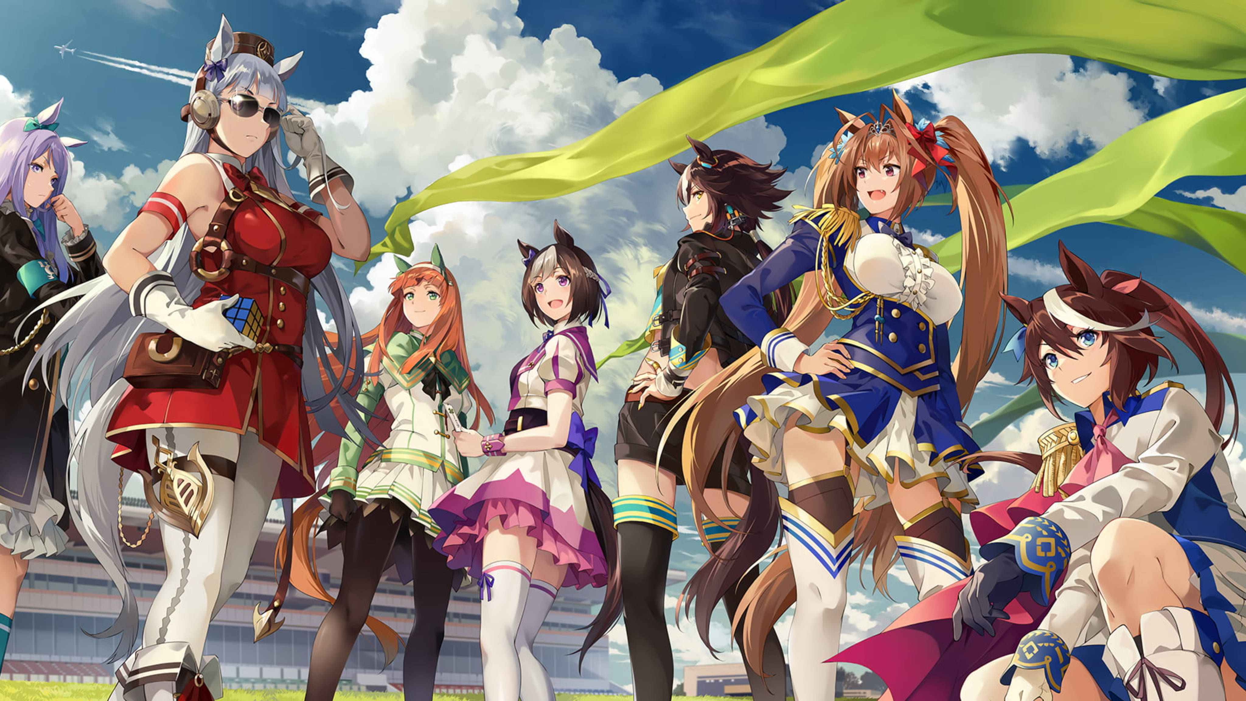 Uma Musume Pretty Derby Anime Girls Group Of Women Clouds Animal Ears Horse Girls 4096x2304