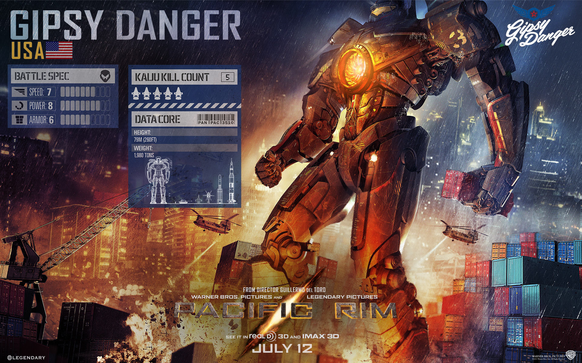 Pacific Rim Mechs Movies Movie Poster USA Gipsy Danger 1920x1200
