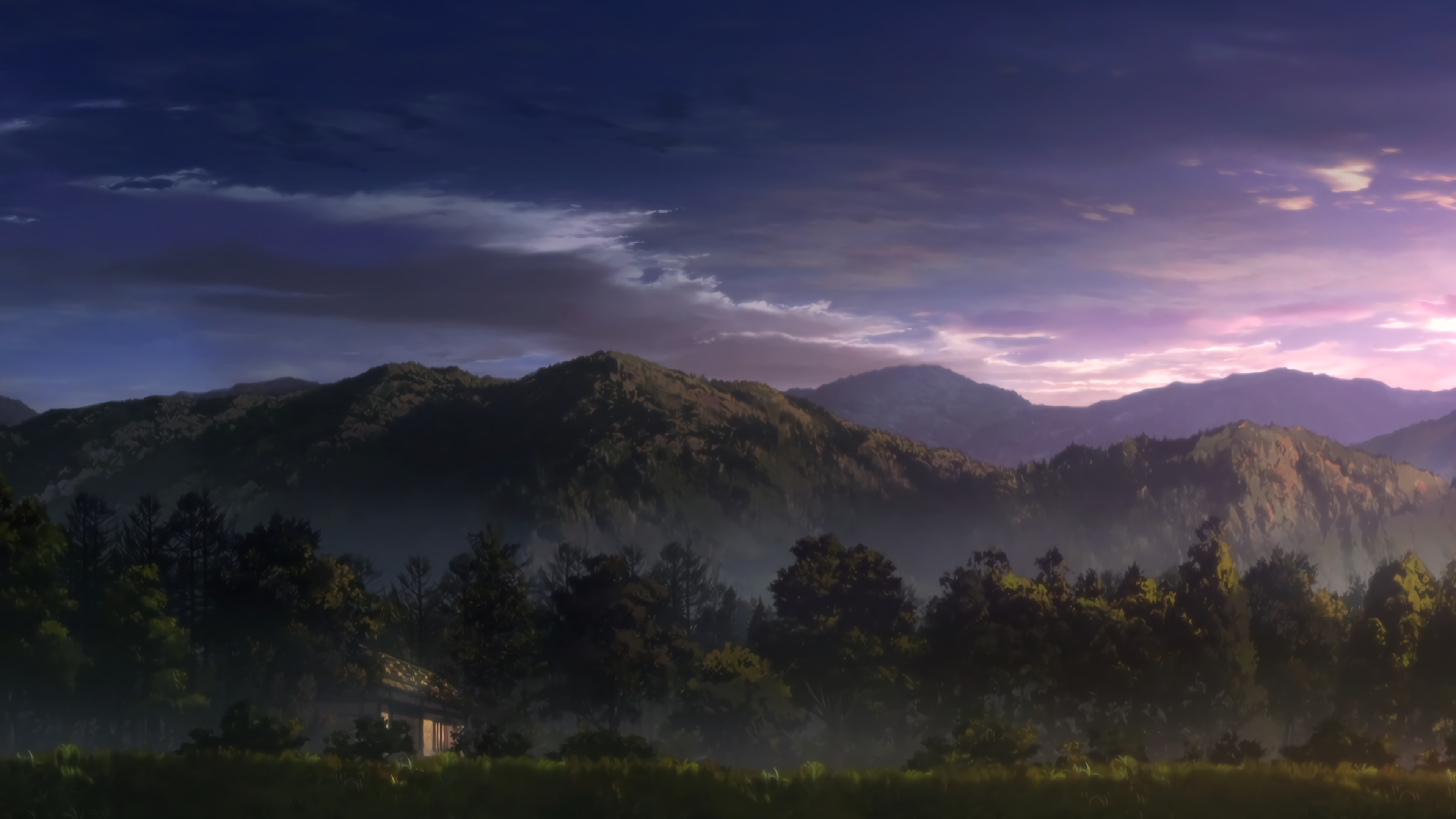 Anime Landscape Mountains Clouds Sky Trees Nature Wallpaper -  Resolution:3840x2160 - ID:1350740 