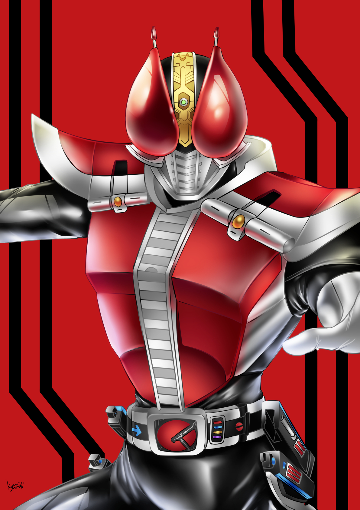 Anime Tokusatsu Kamen Rider Den O Kamen Rider Den O Sword Form Kamen Rider Solo Artwork Digital Art  1191x1684