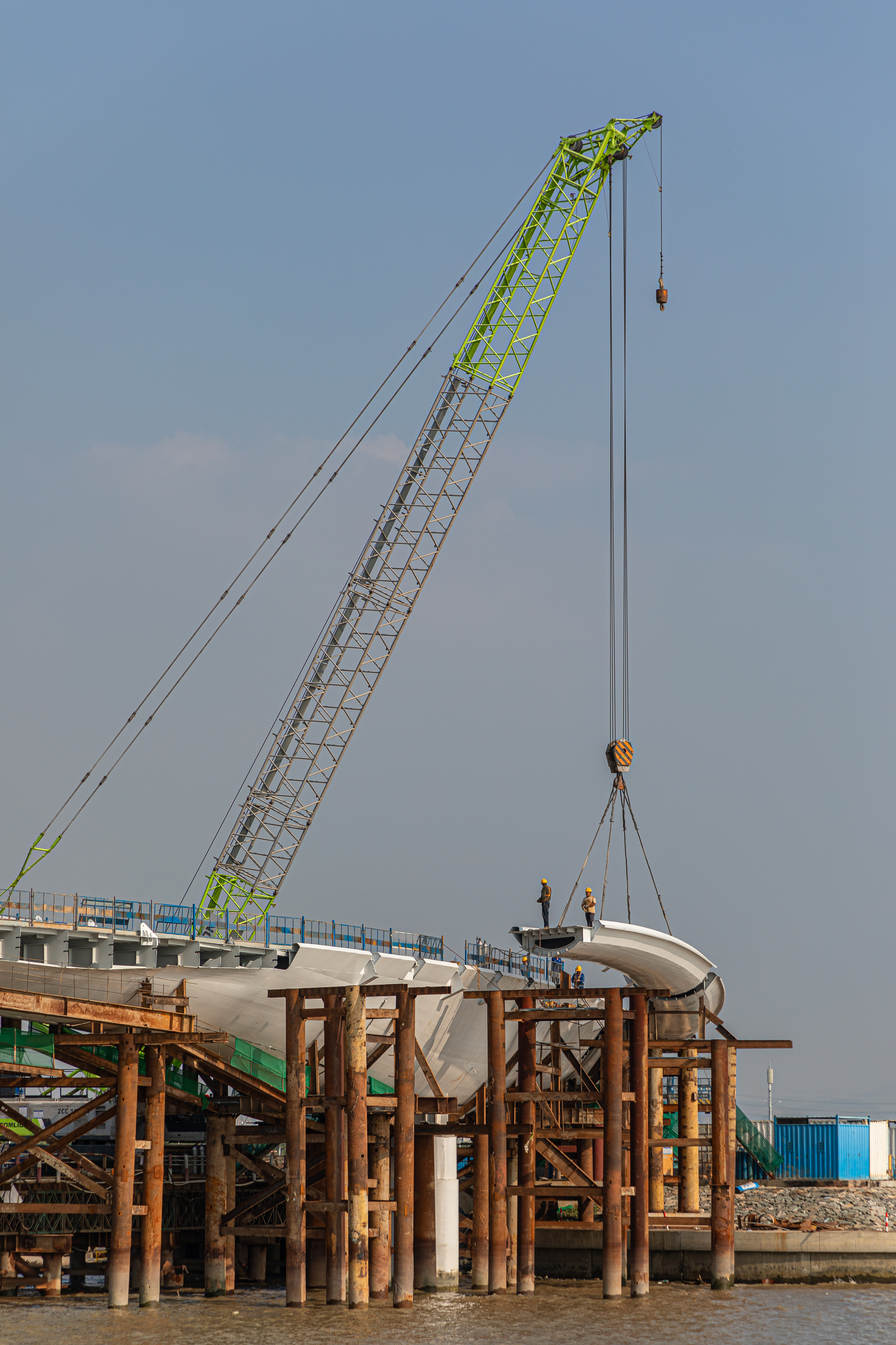Photography Cranes Machine Construction Site Construction Bridge Workers 4480x6720