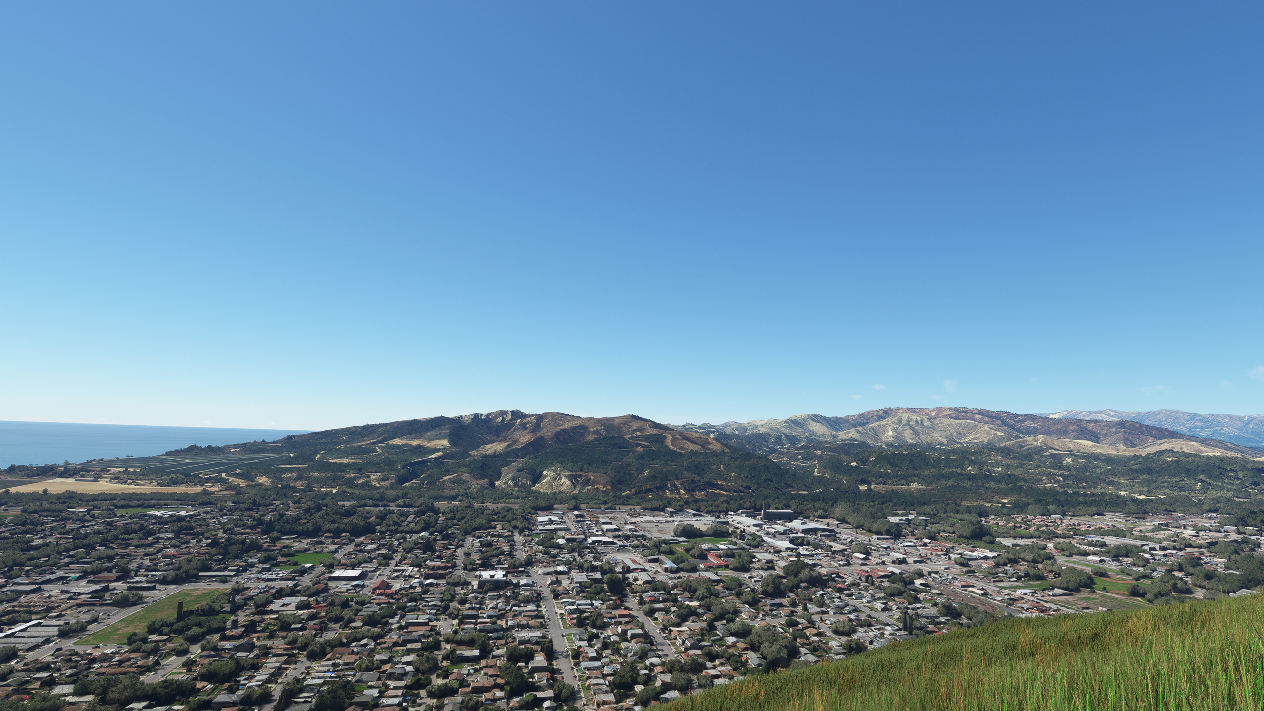 Microsoft Flight Simulator 2020 Los Angeles Flying Airplane Ocean View Highway Landscape 2560x1440