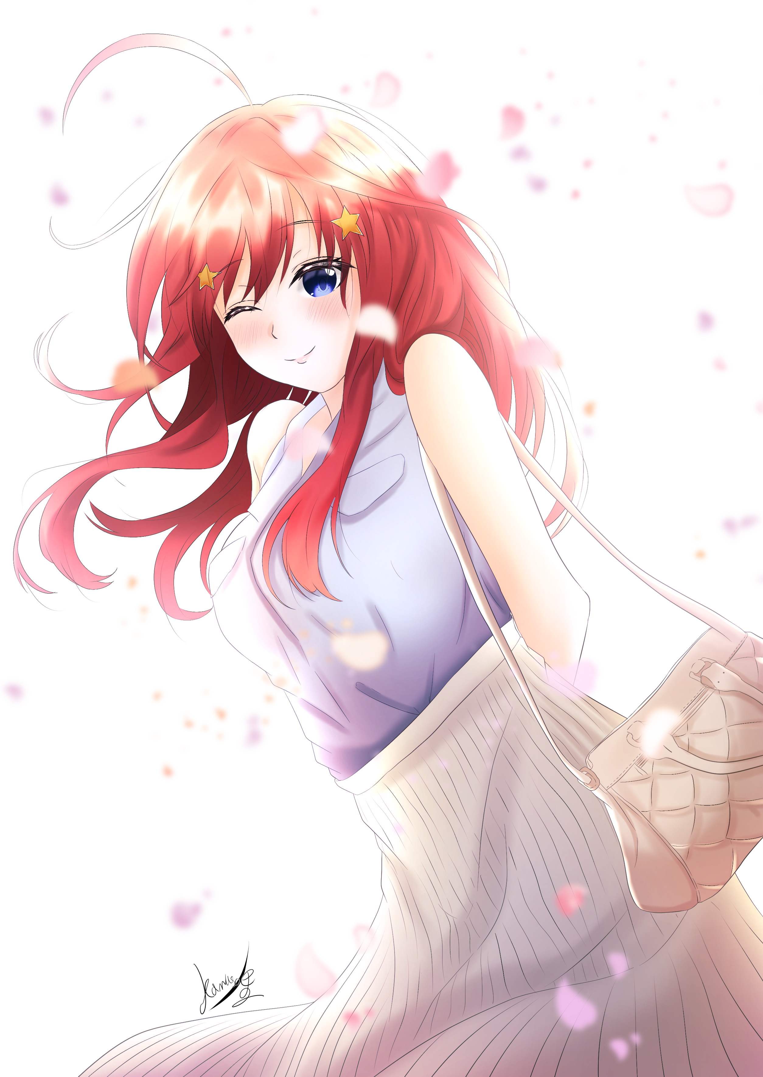 Anime Anime Girls 5 Toubun No Hanayome Nakano Itsuki Long Hair Redhead Solo Artwork Digital Art Fan  2508x3541