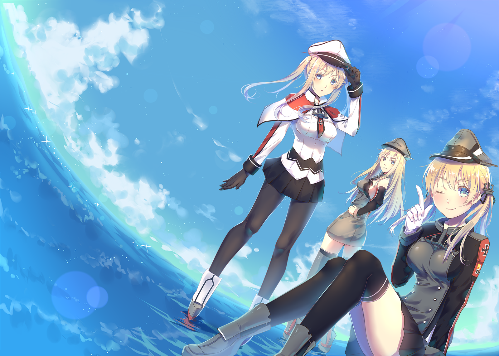 Anime Anime Girls Kantai Collection Bismarck KanColle Graf Zeppelin KanColle Prinz Eugen KanColle Lo 1600x1142