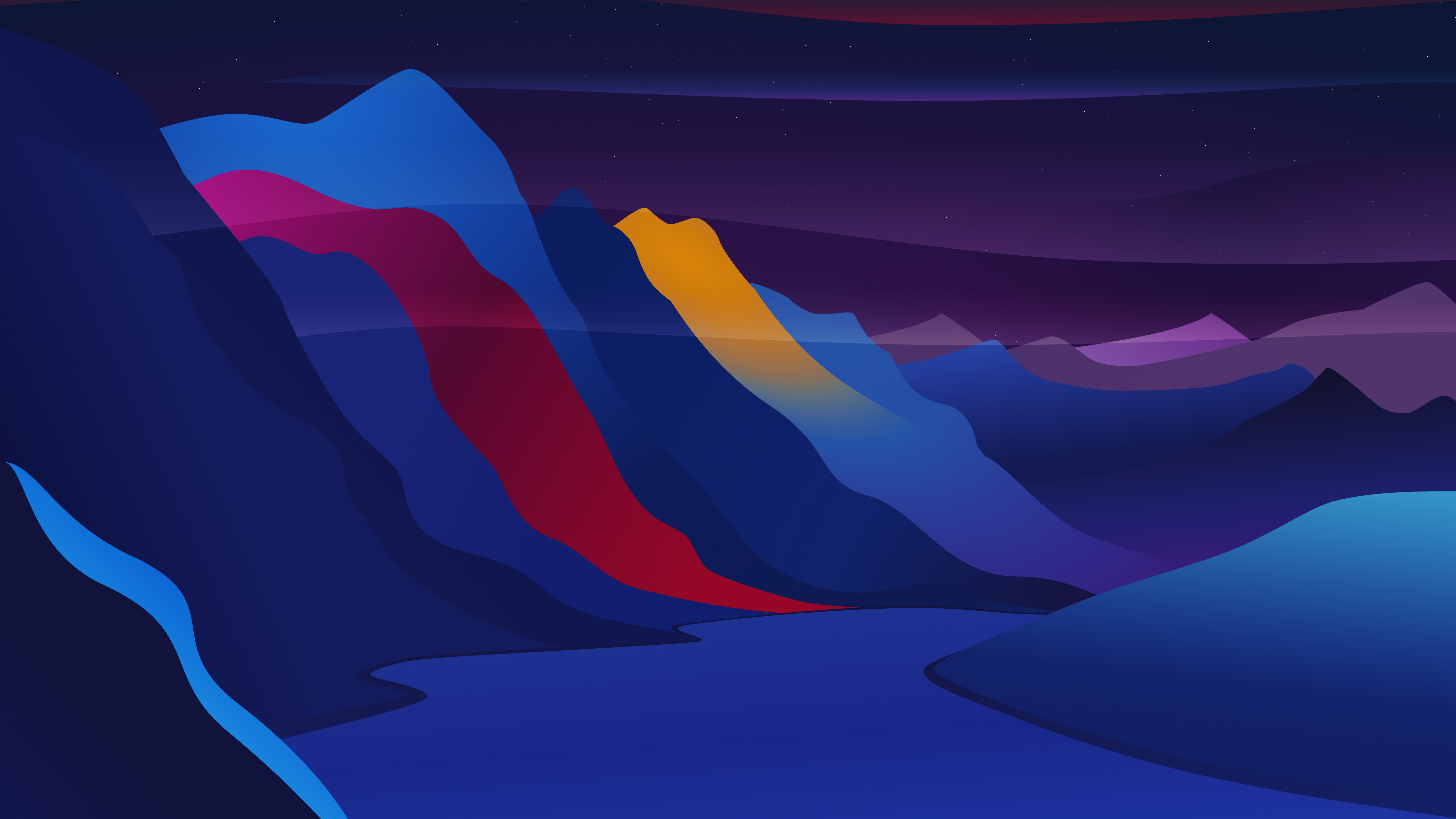 Basic Apple Guy Digital Art Artwork Illustration Landscape River Mountains Valley Colorful Night Nat 6000x3376