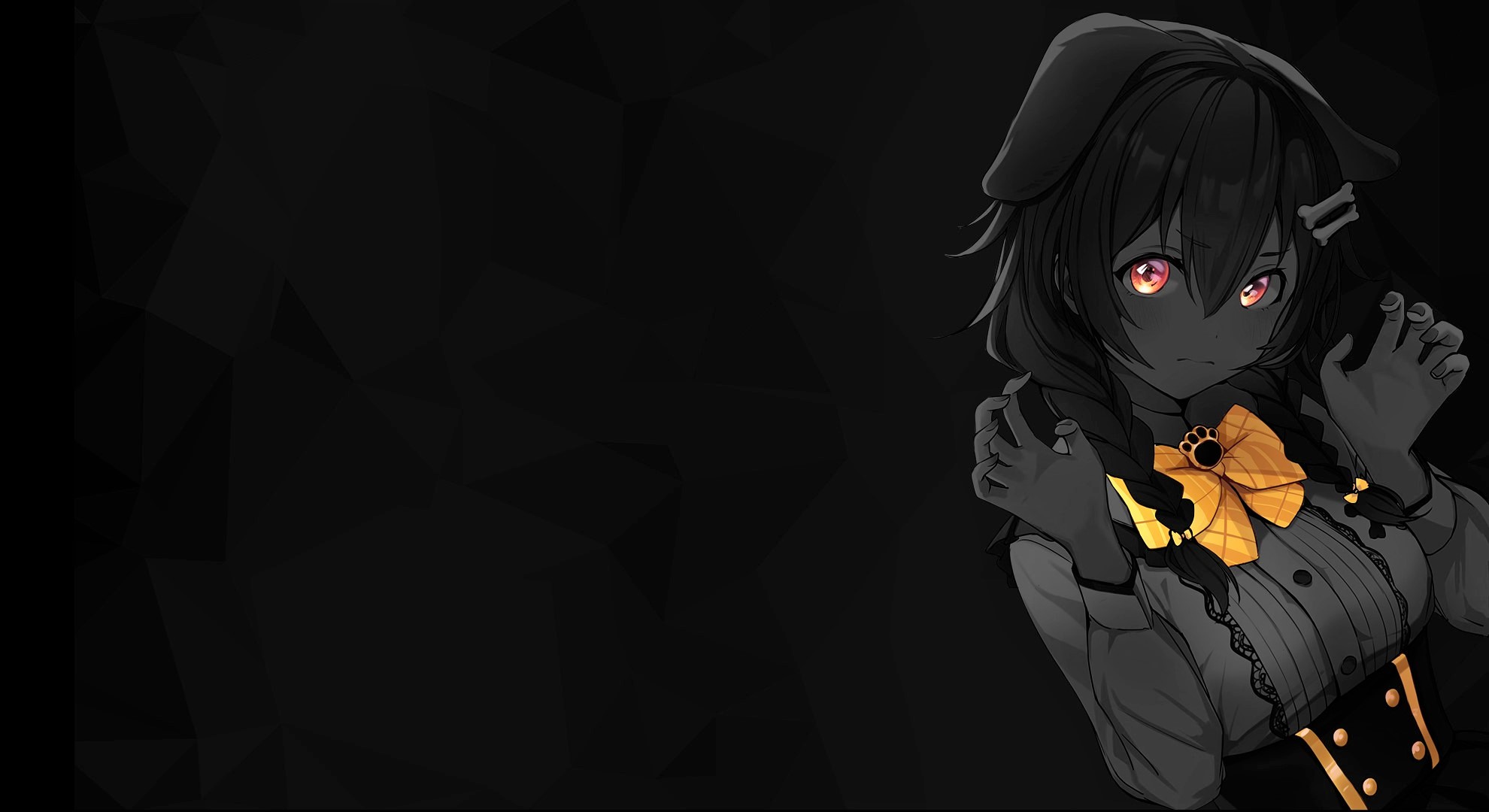 Black Background Selective Coloring Simple Background Anime Girls Dark Background Hololive 1980x1080
