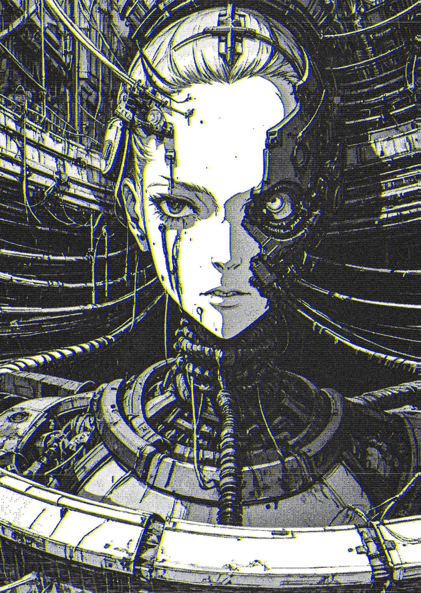 Xenotrip Anime Girls Cyborg Portrait Monochrome Portrait Display Looking At Viewer 1456x2048