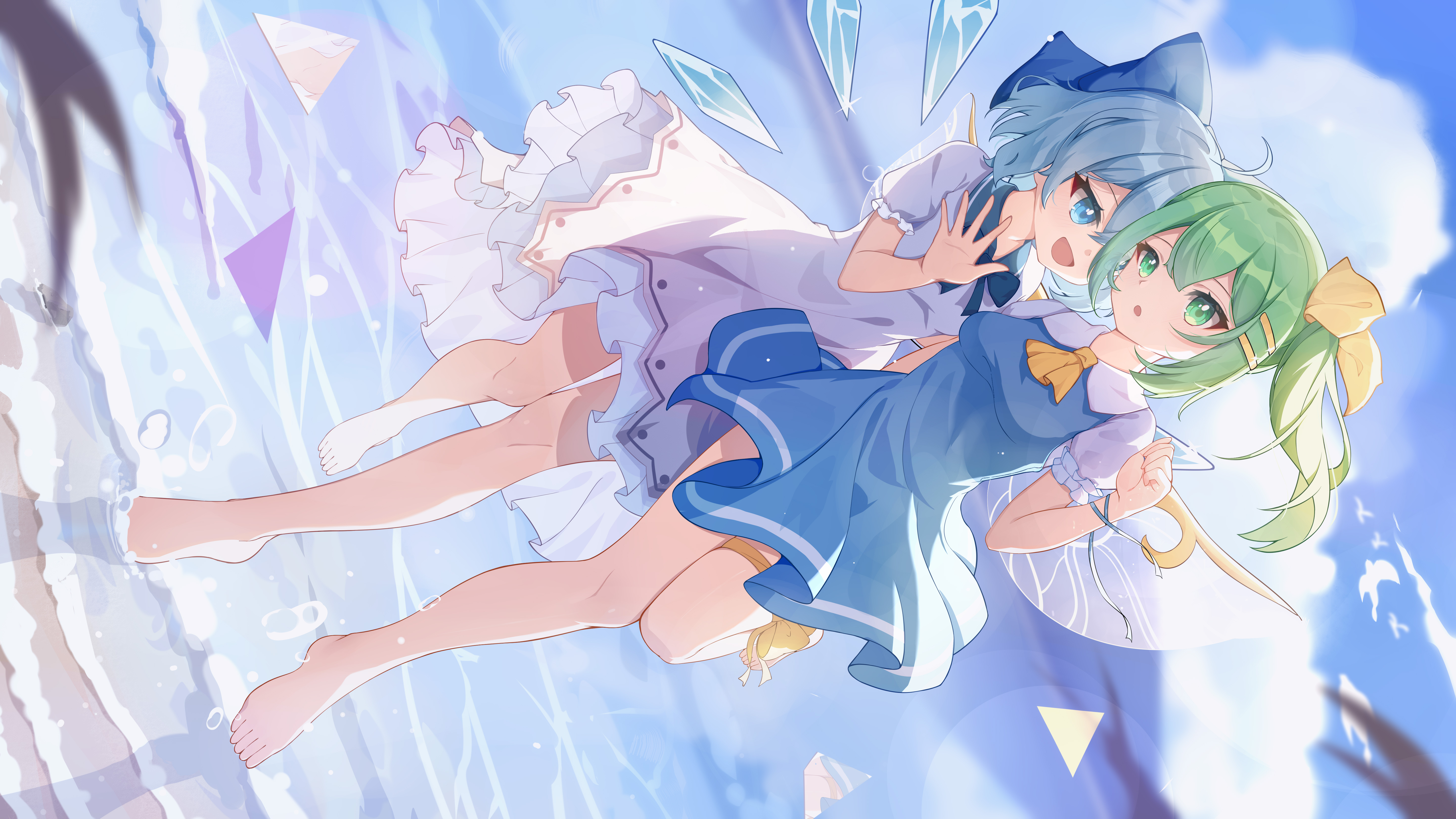 Anime Anime Girls Touhou Water Waves Clouds Dress Side Ponytail 5760x3240