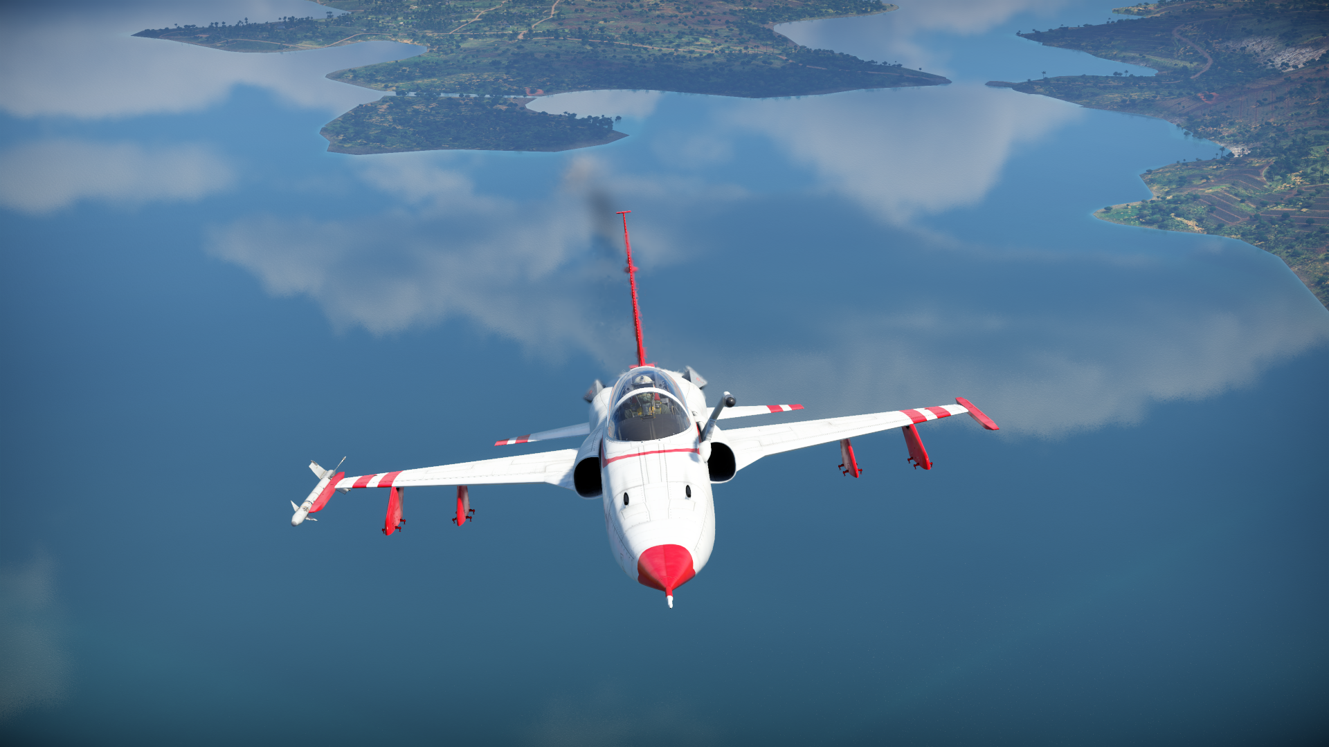 War Thunder Turkey Turkish Turkish Air Force F5c F 5C CGi Video Games Sky Clouds Water Aircraft 1920x1080