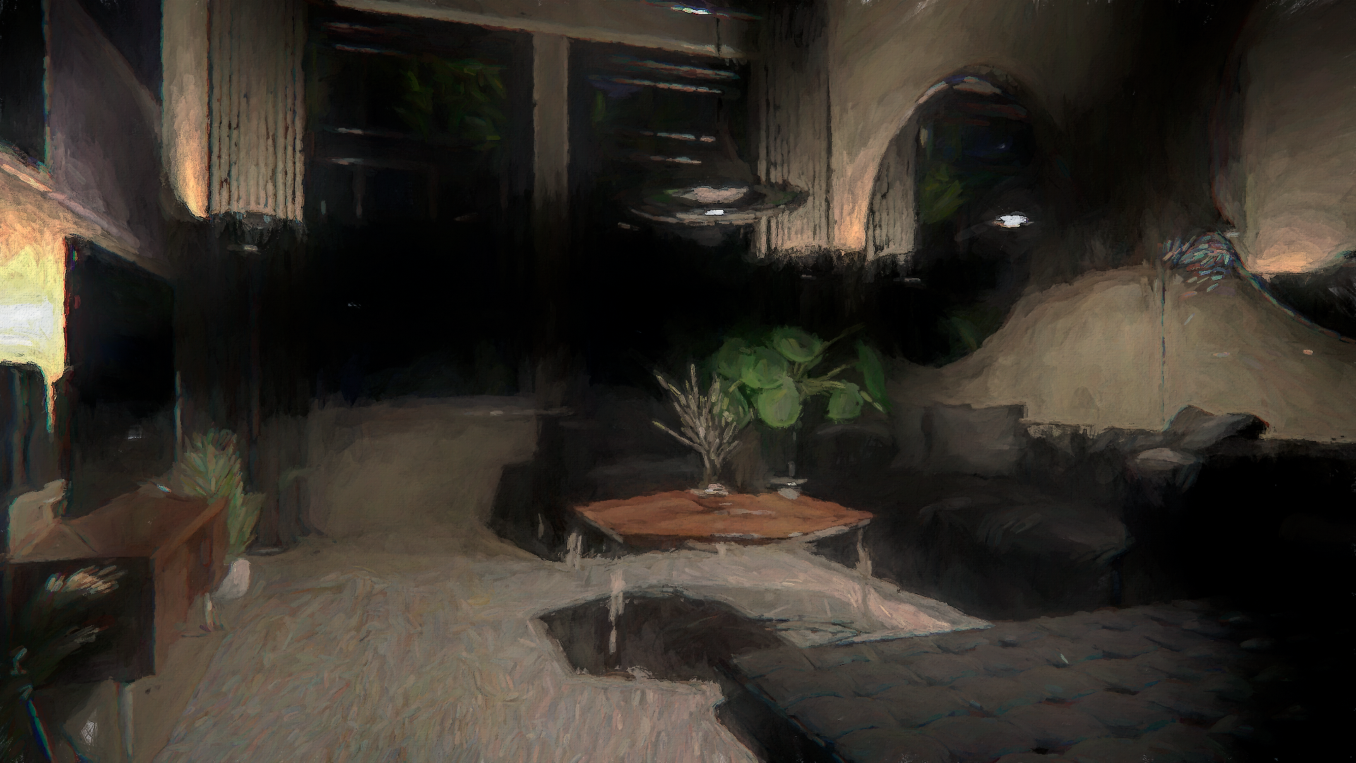 CGi Digital Art 3D Graphics Shaders Oil Painting Living Rooms Artwork 3D 1920x1080