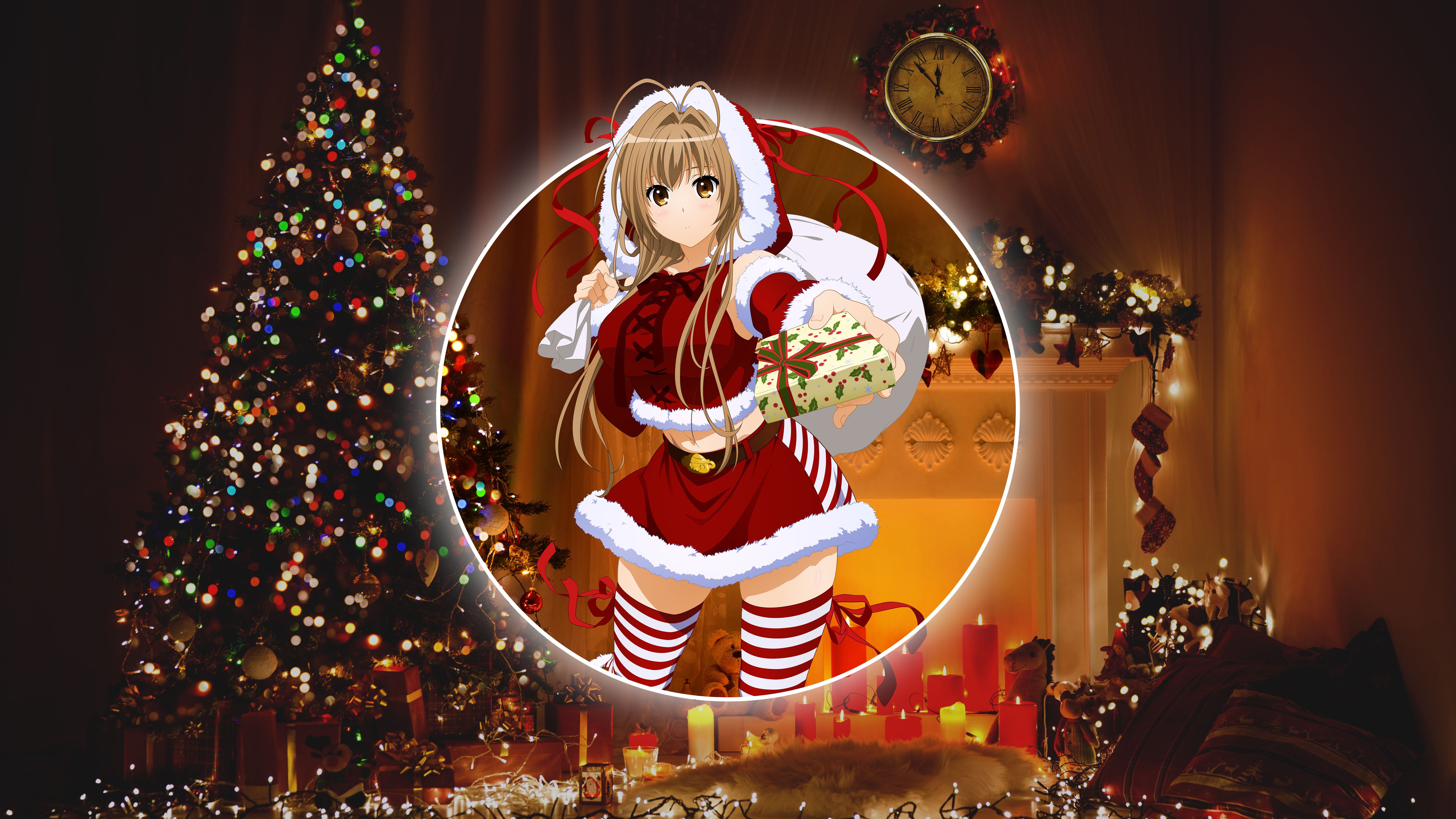 Picture In Picture Christmas Clothes Christmas Tree Sento Isuzu Amagi  Brilliant Park Christmas Anime Wallpaper - Resolution:7680x4320 -  ID:1347329 