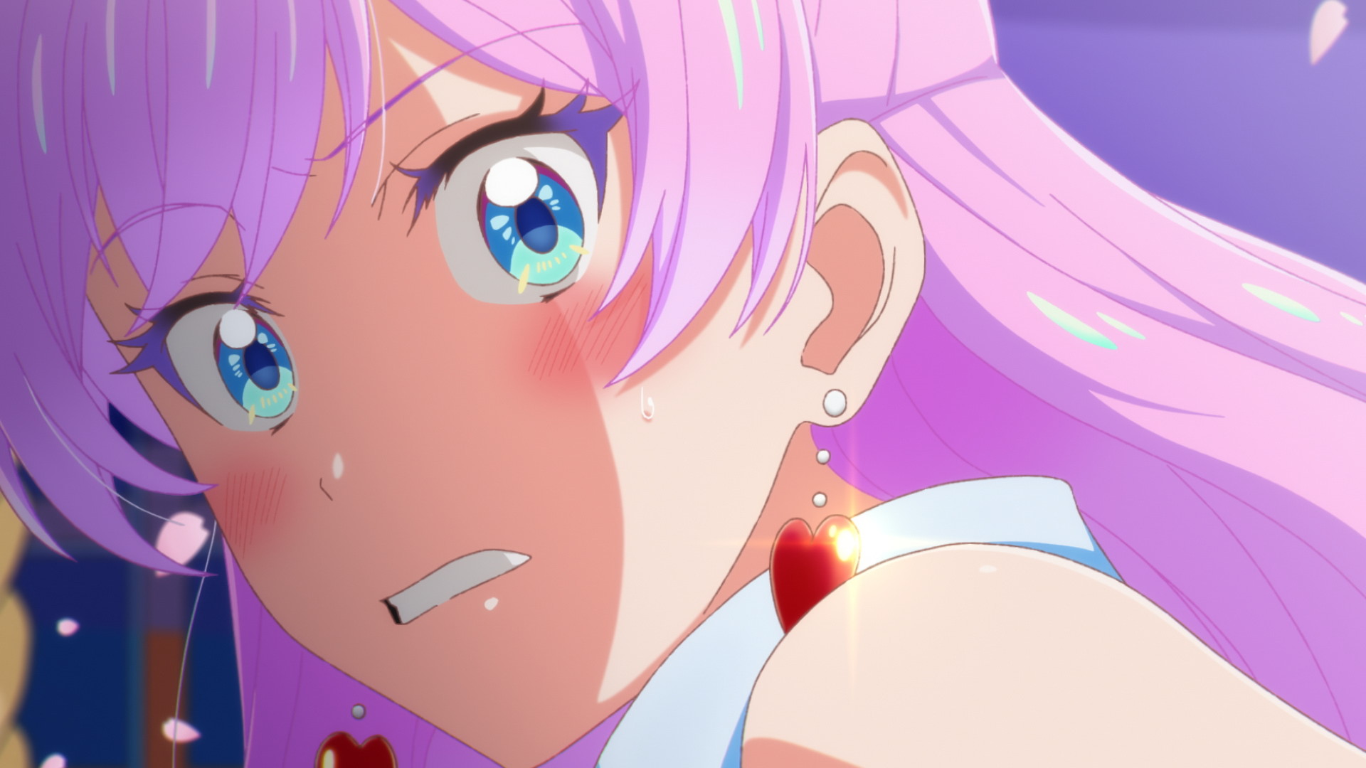 Pink Hair Akari Watanabe Anime Girls Earring Looking At Viewer Blushing Long Hair Anime Screenshot 1920x1080