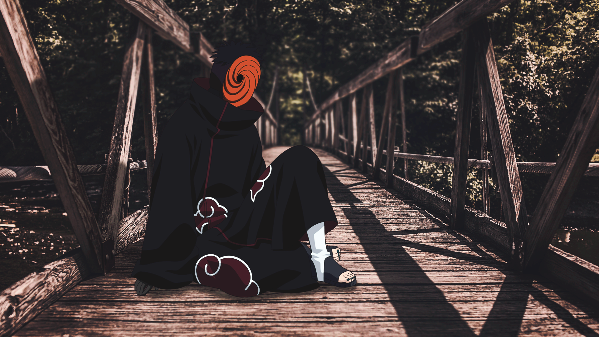 Uchiha Obito Naruto Anime Bridge Mask Akatsuki Red Clouds Anime Boys Animeirl 1920x1080