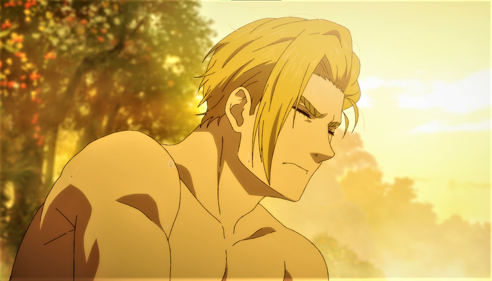 Hells Paradise Jigokuraku Blonde Closed Eyes Trees Nature Sunlight Anime Anime Screenshot Anime Boys 1889x1079